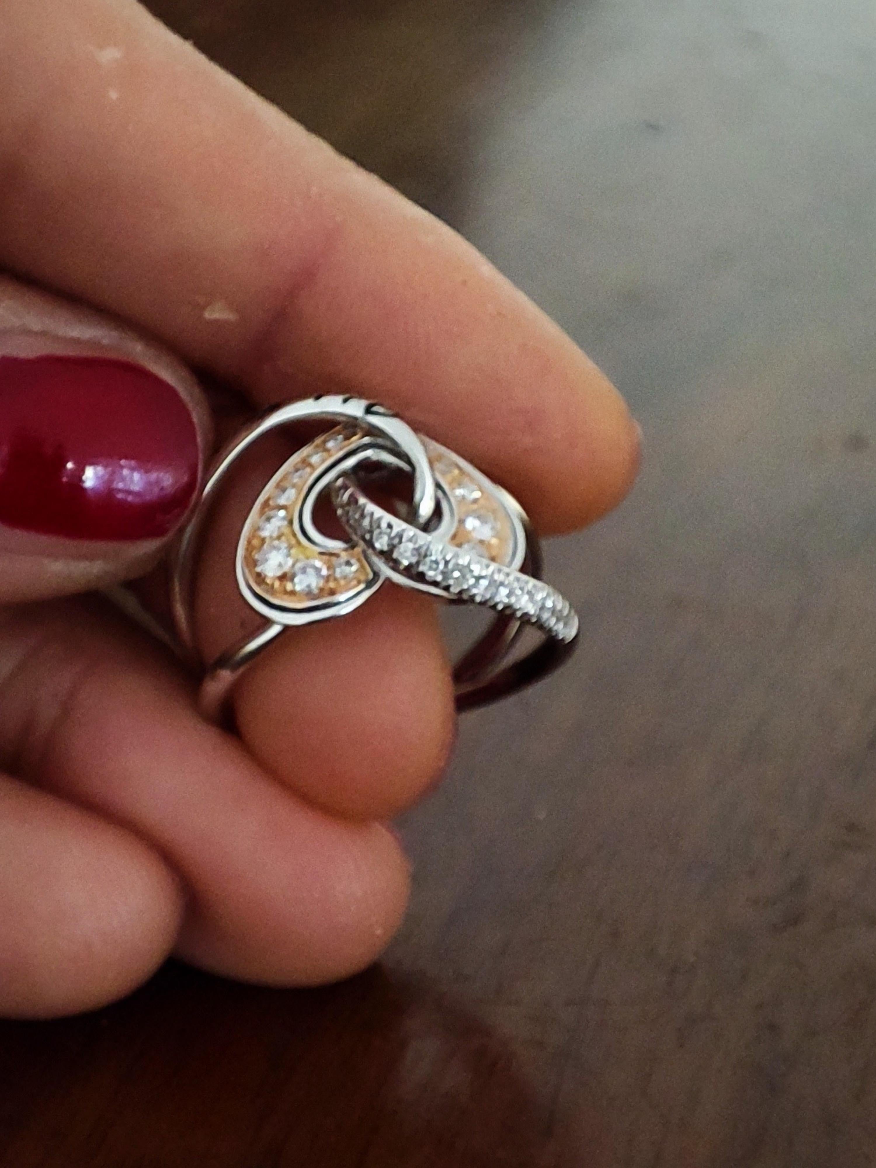 Artist Heart Ring 18Kt Gold and White Diamonds For Sale