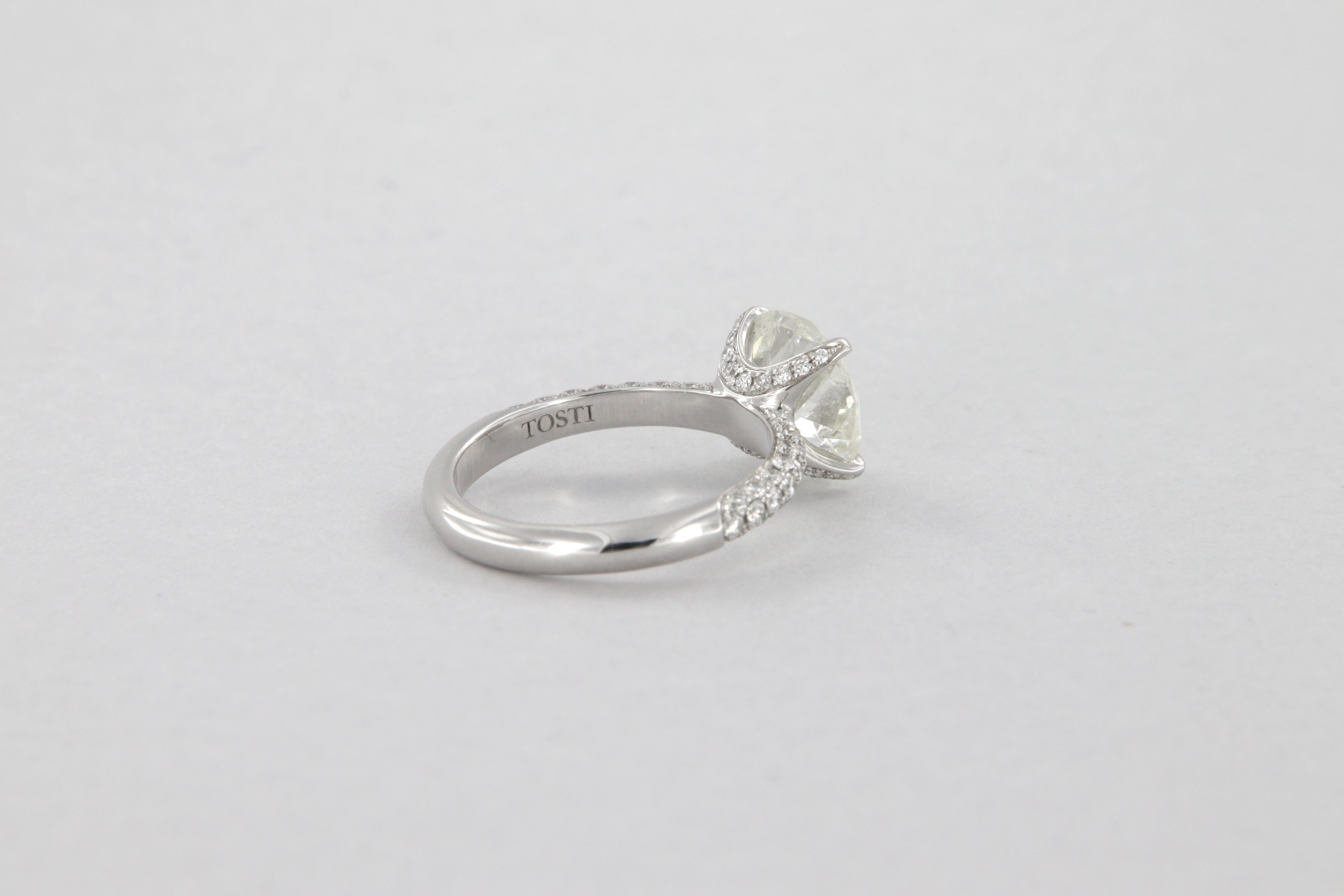 Engagement ring with 3.07-carat antique-cut diamond GIA In New Condition For Sale In Perugia, IT