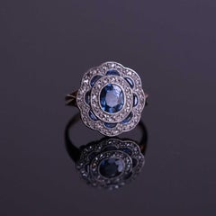 Anello Deco Zaffiri e Diamanti