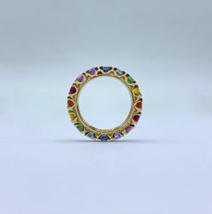 18Kt Gold Eternity Ring Sapphire Ruby Semi Precious Stones Rainbow