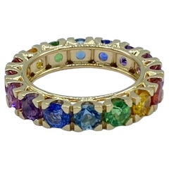 18Kt Gold Eternity Ring Sapphire Ruby Semi Precious Stones Rainbow