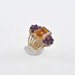 Anello fantasia con Quarzo Citrino e Quarzi Ametista