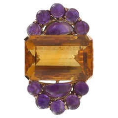 Anello fantasia con Quarzo Citrino e Quarzi Ametista