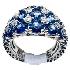 18kt Gold Band Ring mit 7,97ct natürlichen Saphiren  Diamanten 0,70ct