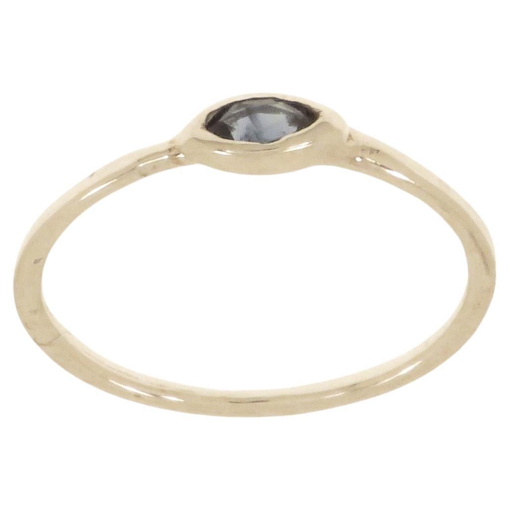 9k Weißgold Navette Form Ring mit Saphir