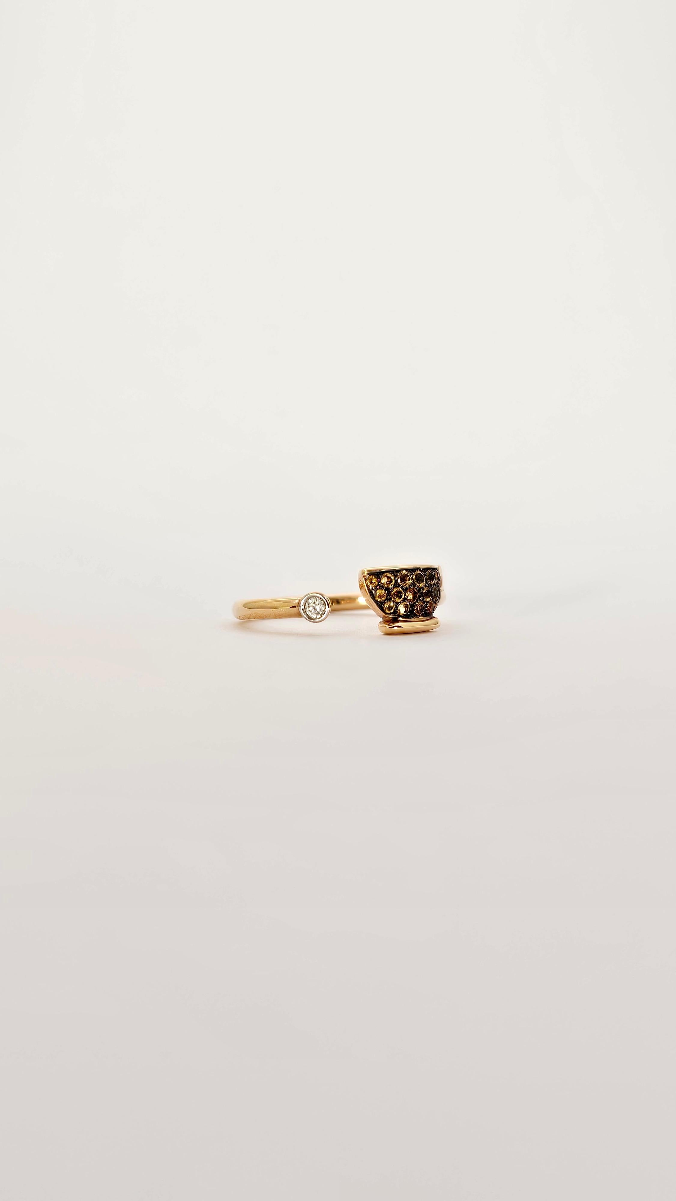 Brilliant Cut Francesca Villa Ring in Rose Gold, Topaz and Diamond For Sale