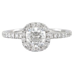 Anello halo da fidanzamento con diamante cuscino da 1.01 carati certificato GIA