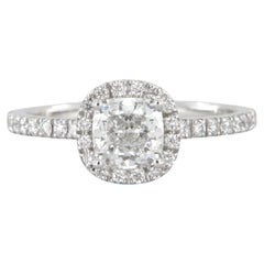GIA-zertifizierter 1,01-Karat-Kissen-Diamant-Verlobungshalo-Ring