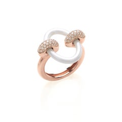 Anello in Ceramica Bianca, Oro Rosa 18 kt e Diamanti – Collezione BONBON *
