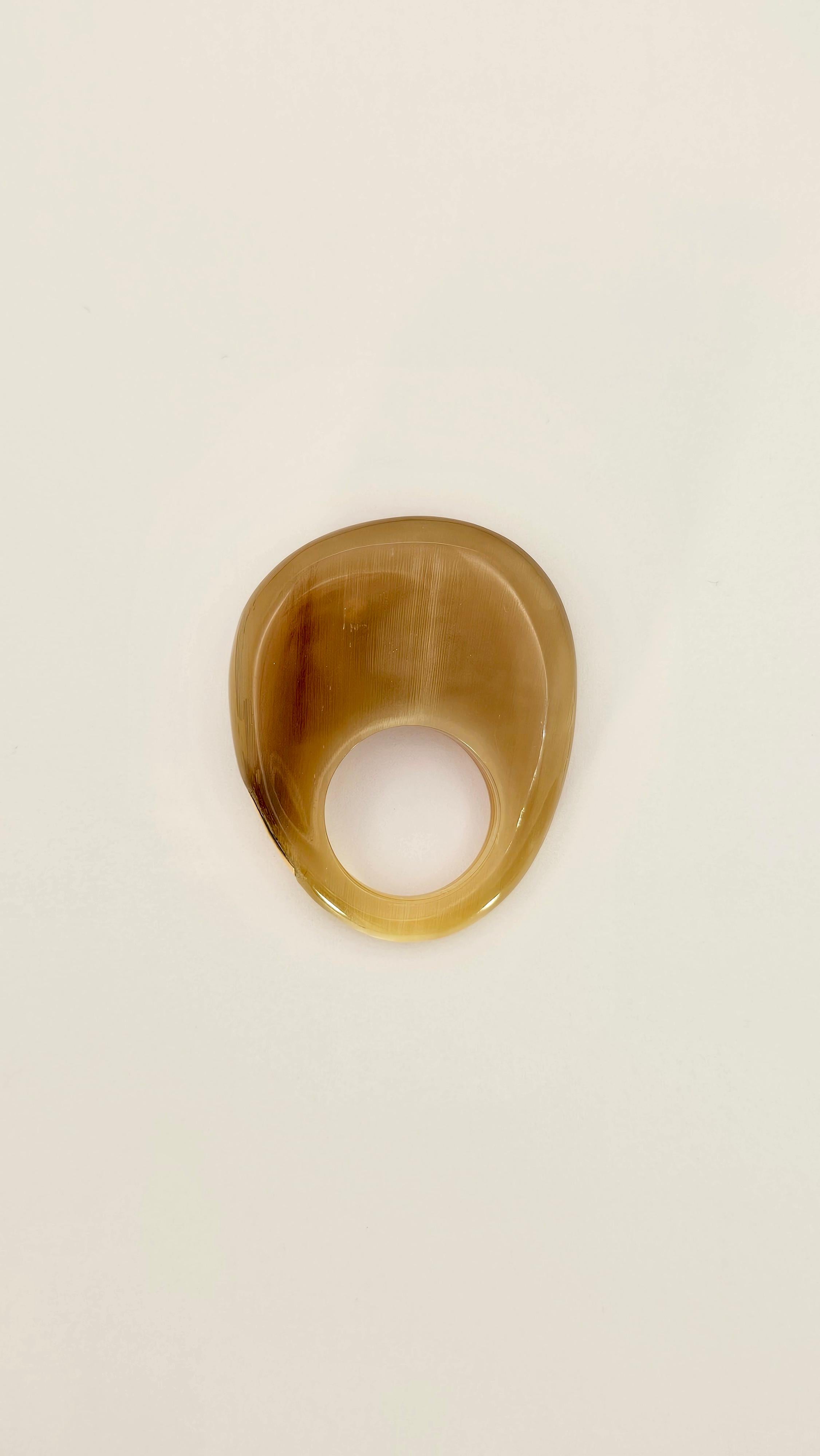 Contemporary Galalite, Rose Gold and Diamond Ring For Sale