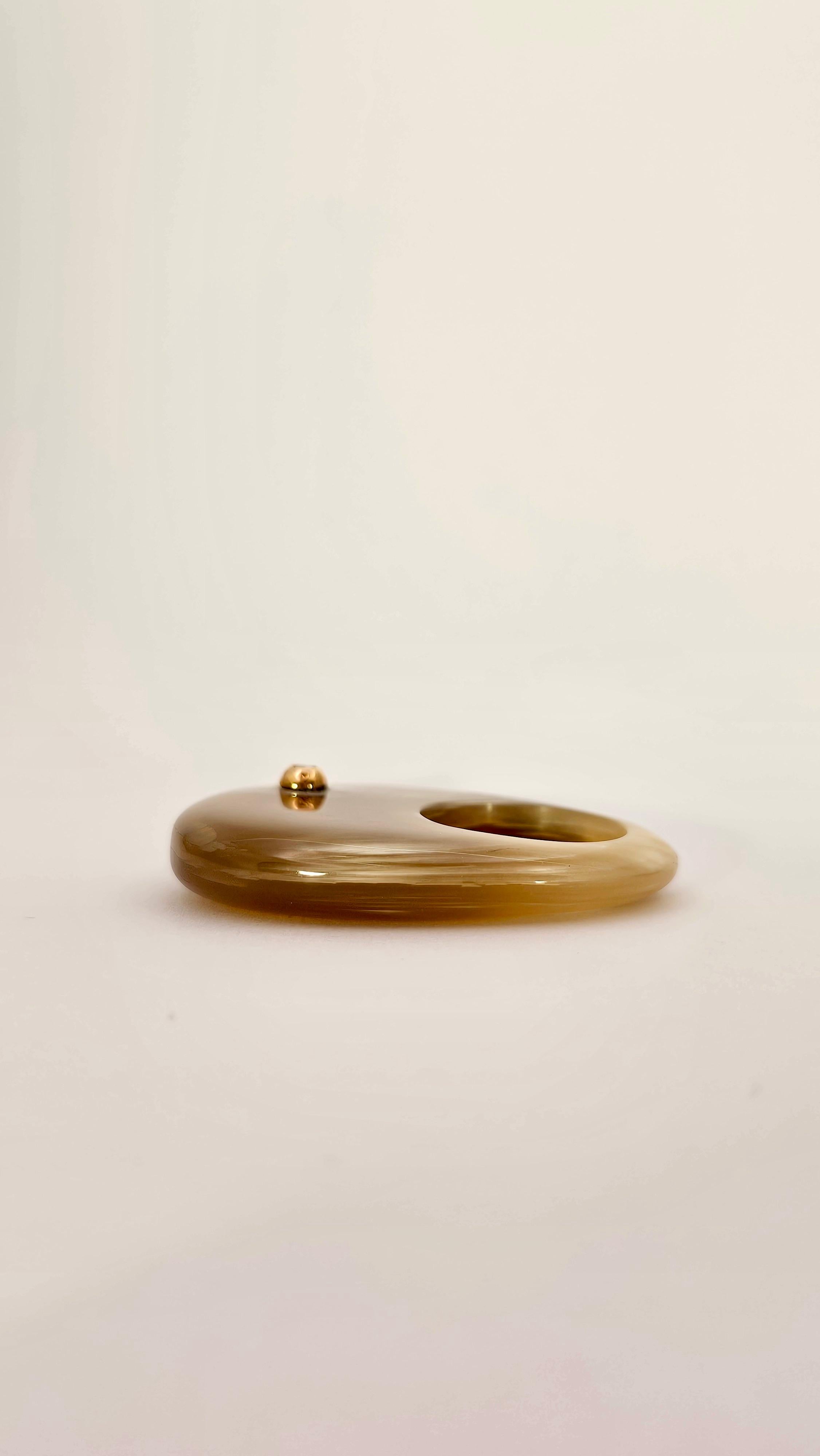 Galalite, Rose Gold and Diamond Ring In New Condition For Sale In Cattolica, IT