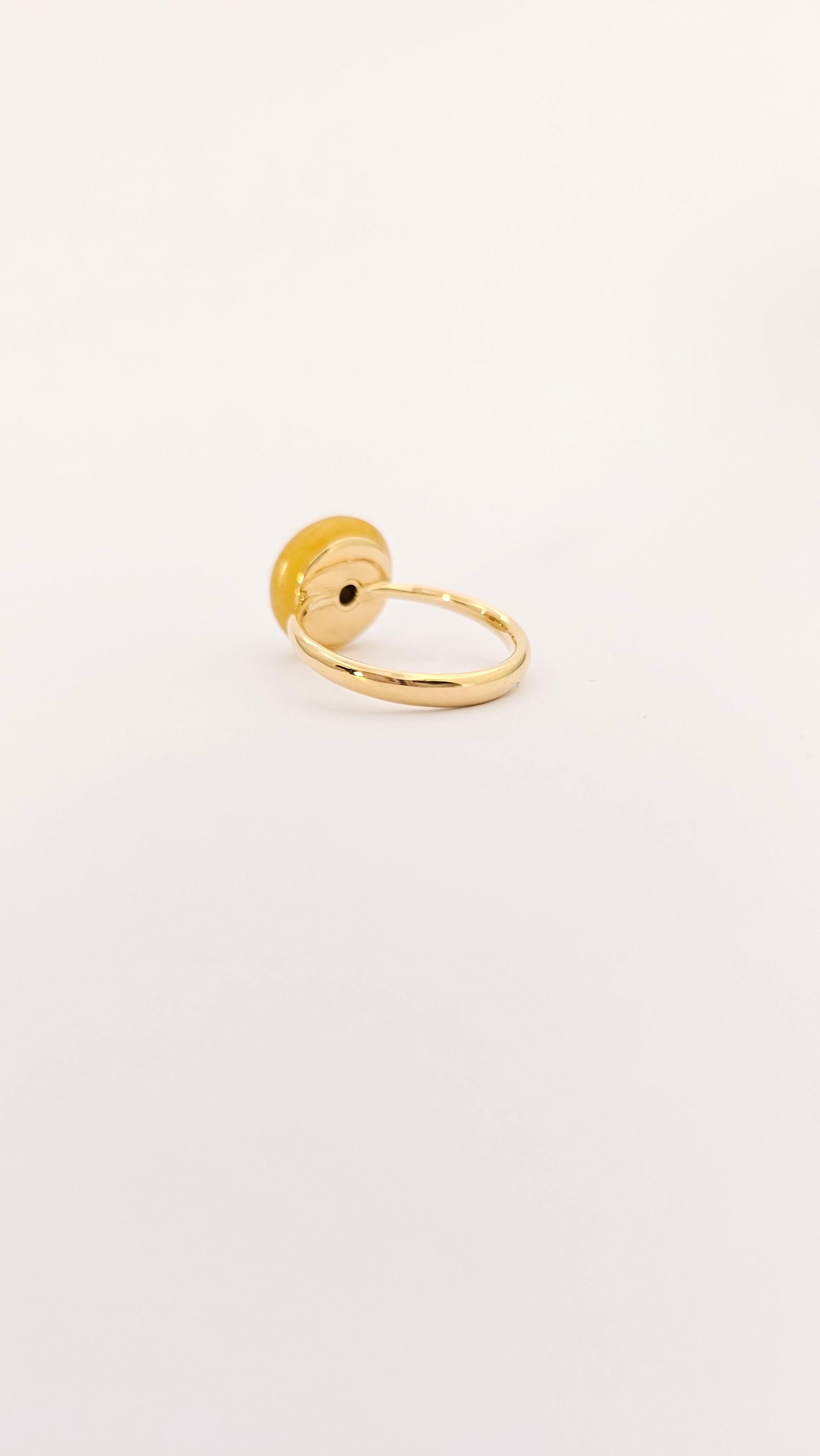 Anello in Oro 18 Kt, Giada e Diamante In New Condition For Sale In Cattolica, IT