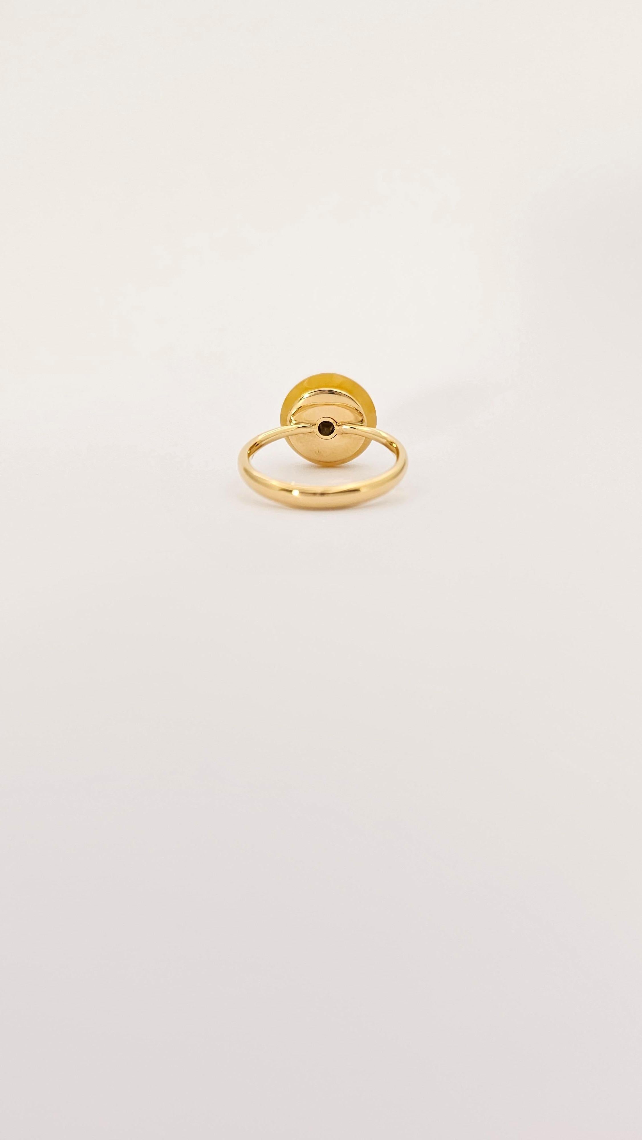 Men's Anello in Oro 18 Kt, Giada e Diamante For Sale