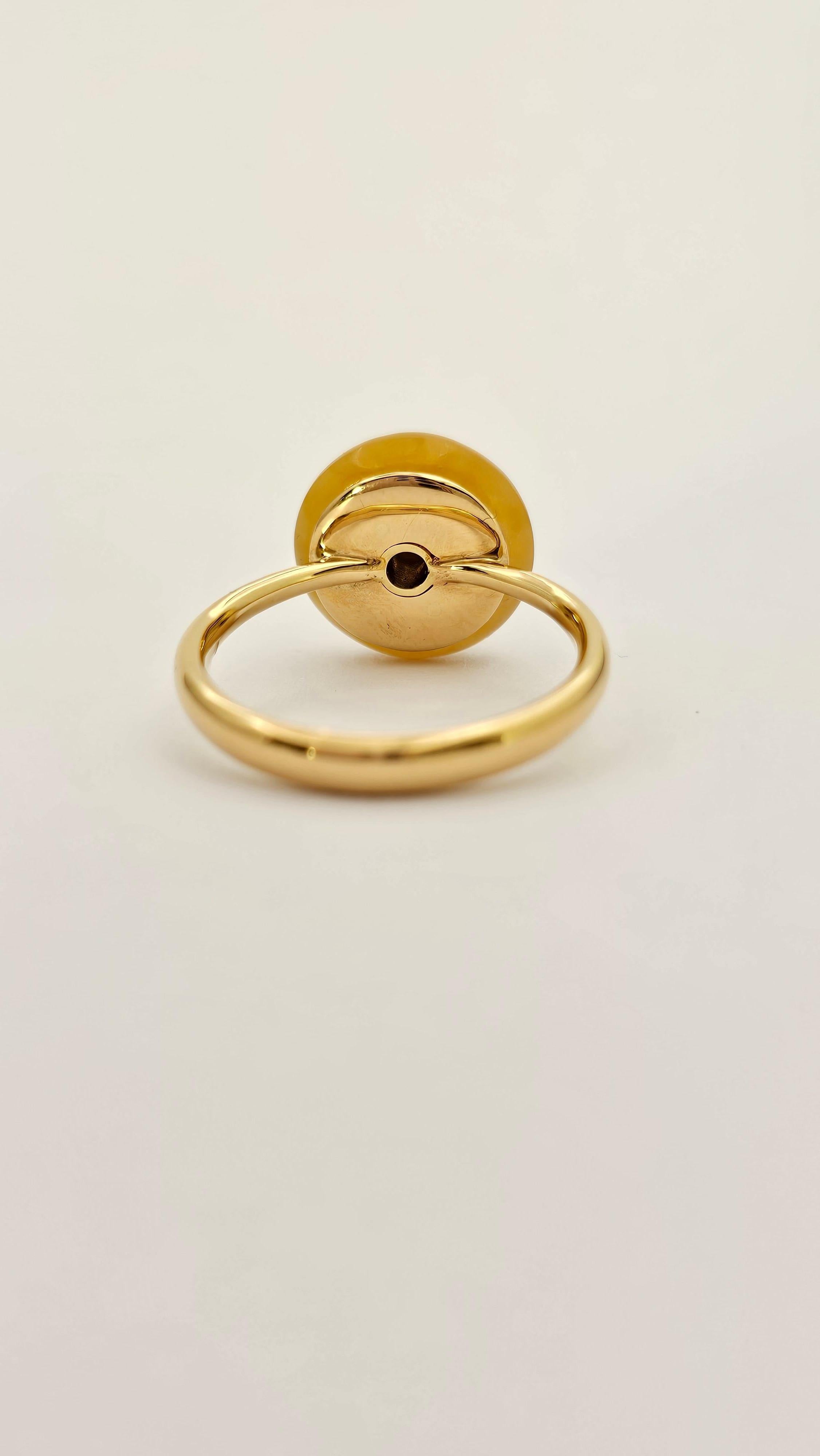 Anello in Oro 18 Kt, Giada e Diamante For Sale 1