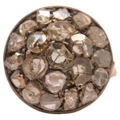 Ring aus 9 Karat Gold, Silber und Diamanten im Antikschliff