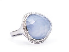 18 Kt White Gold, Diamonds and Chalcedony Ring