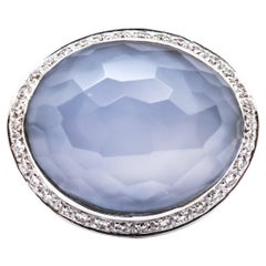 18 Kt White Gold, Diamonds and Chalcedony Ring