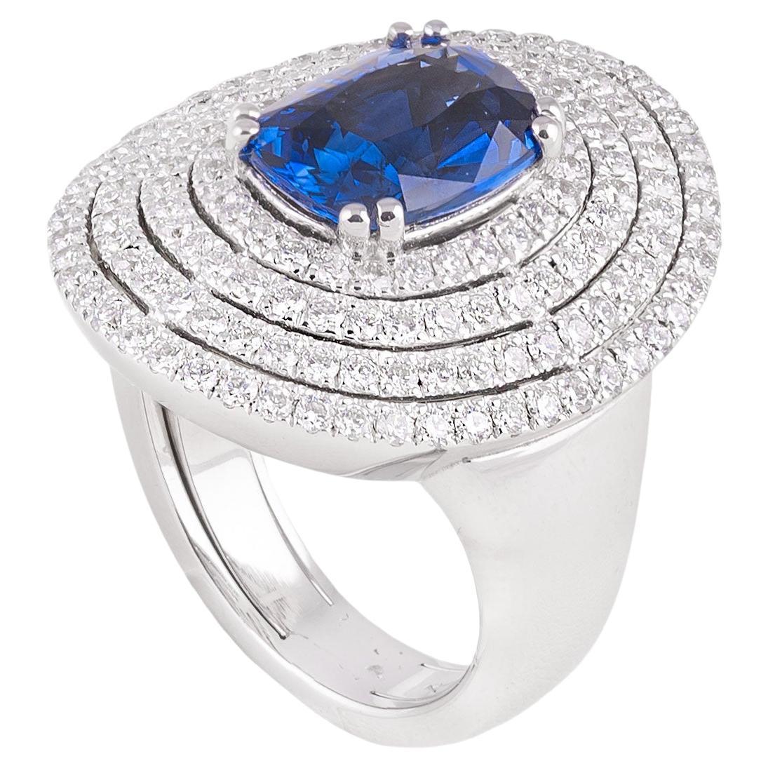 Anello in Oro Bianco 18k con Zaffiro taglio Cuscino (4.02ct) e Diamanti For  Sale at 1stDibs | anello con zaffiro, anello oro bianco