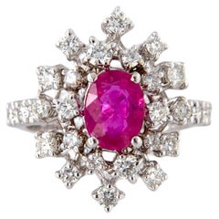 Anello in Oro Bianco 18kt con Rubino Rosso-Porpora da 1.76 ct e Diamanti da 1.13