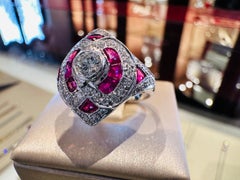 White Gold Ring with Diamonds and Rubies - Masterpiece of Luxury and Creativity