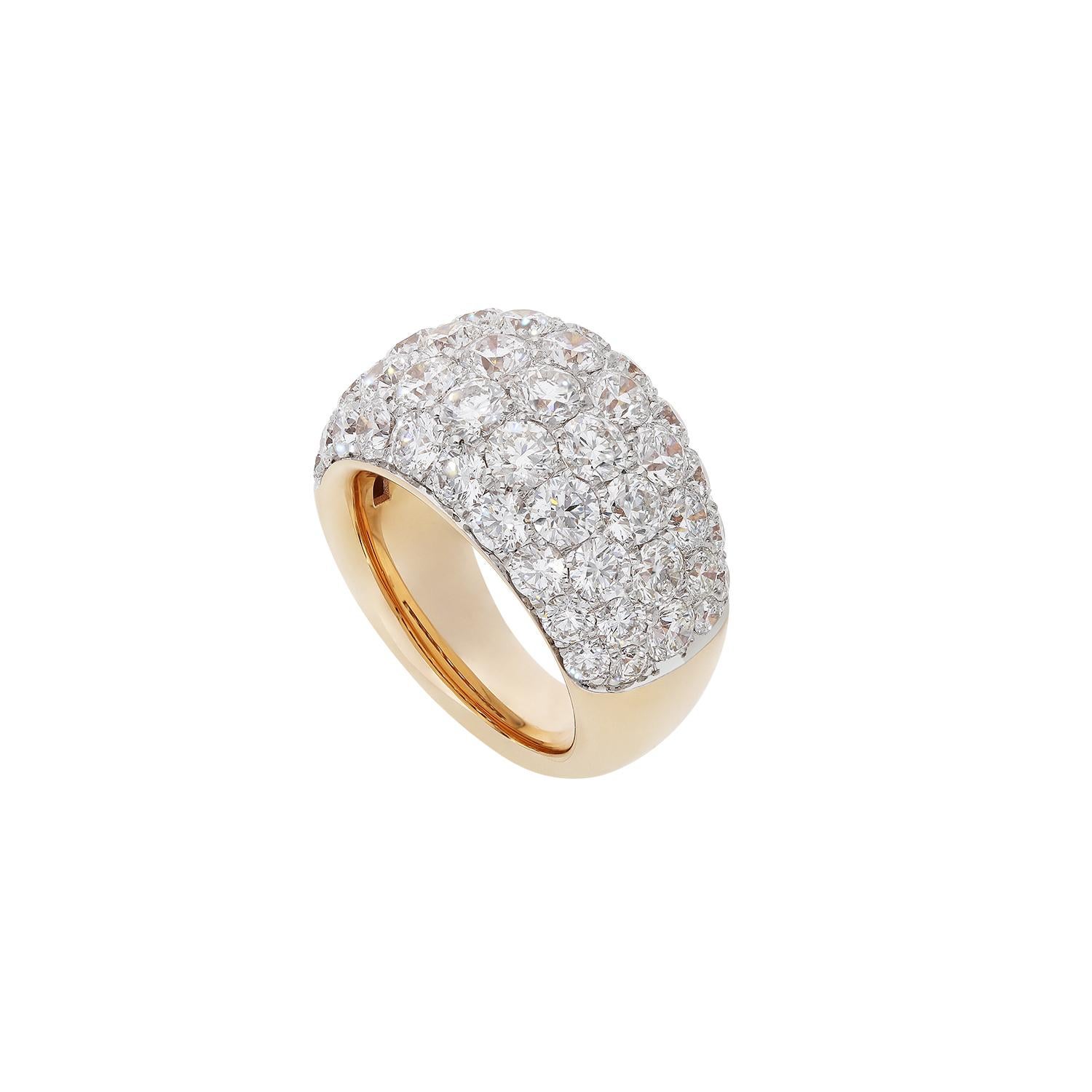 Round Cut Anello en Oro Bianco e Oro rosa 18 carats avec diamants bianchi en vente
