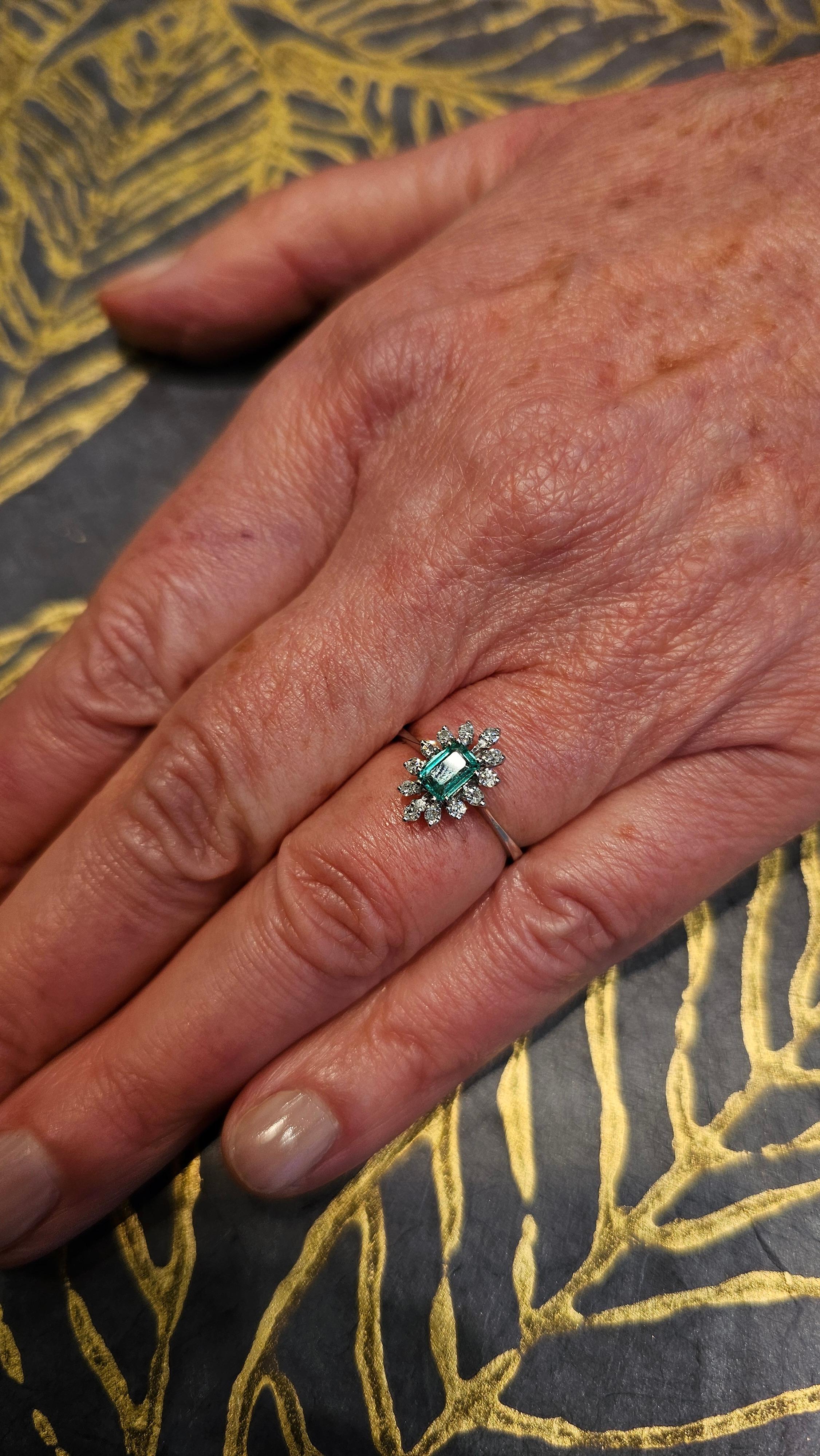 Huit Huit White Gold, Emerald and Diamond Ring For Sale 2