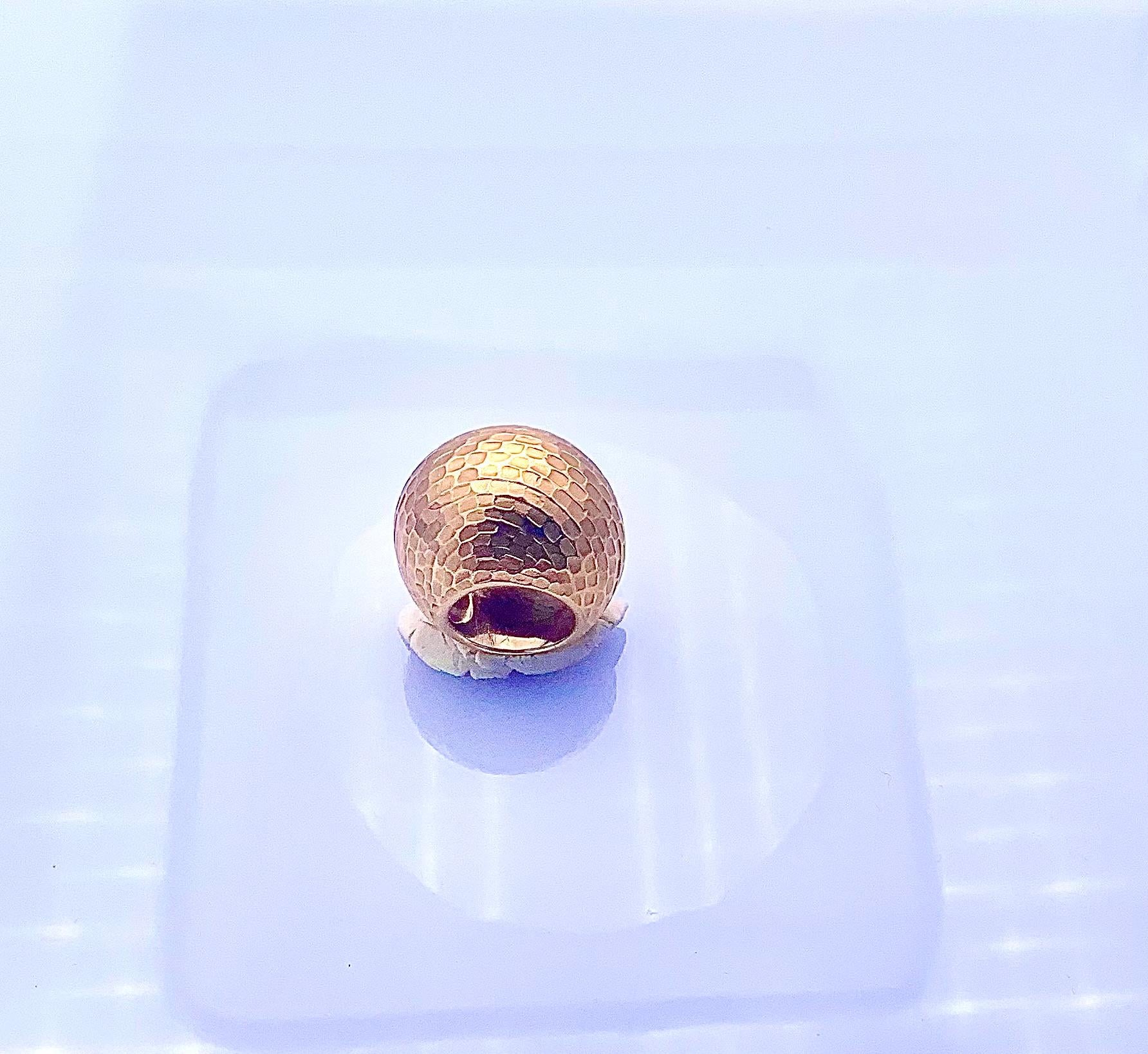 Contemporary satin and polished domed gold ring For Sale