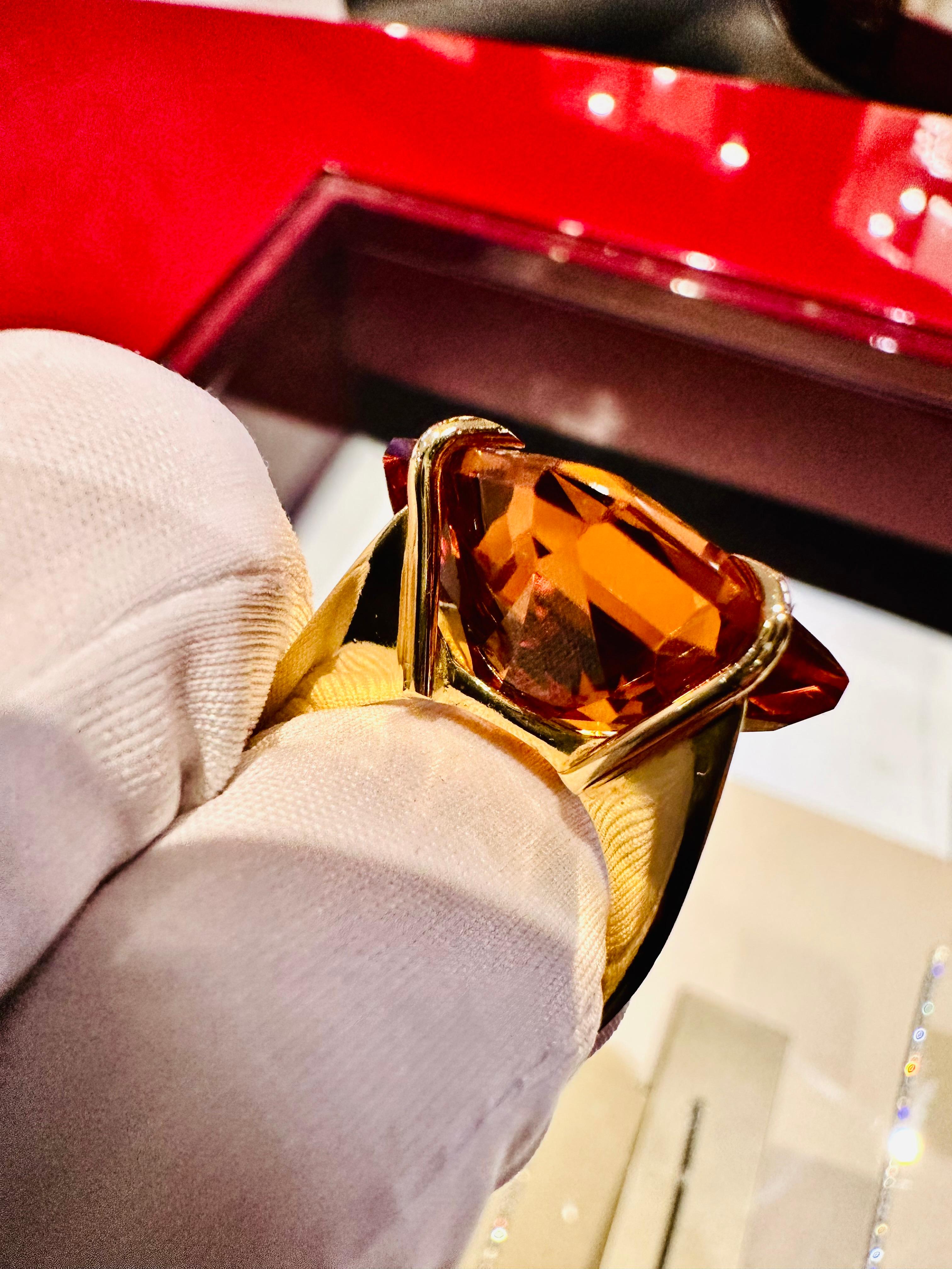 Bague en or jaune 18 carats avec topaze citrine - Majestic Exclusivity en vente 4