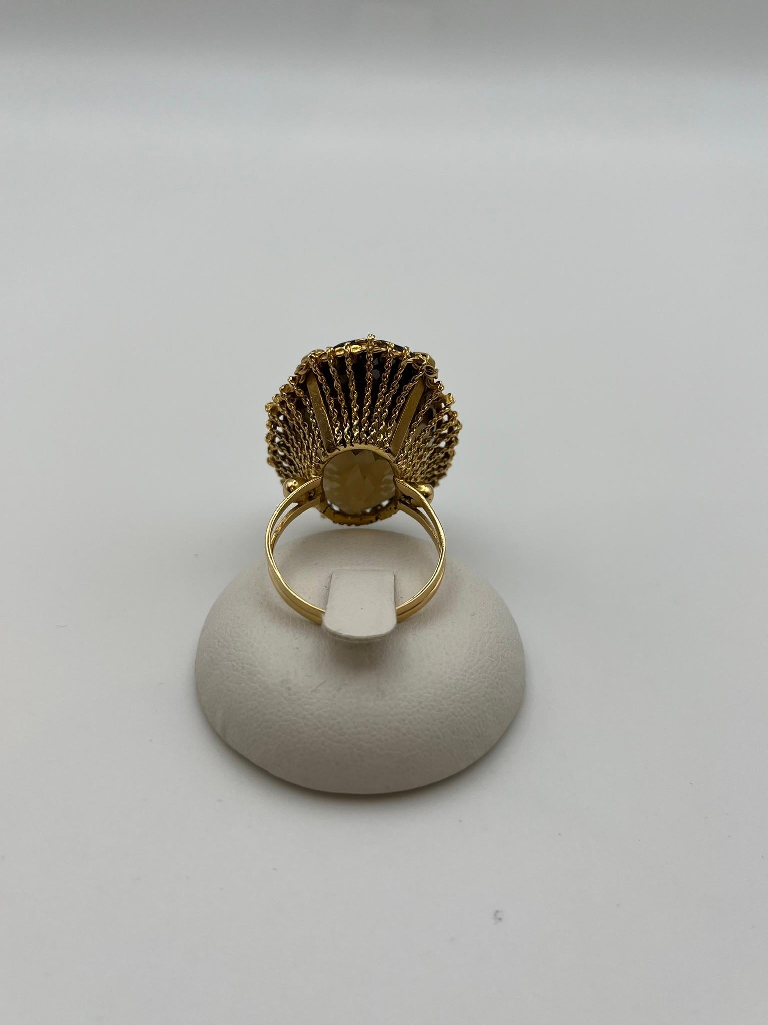 Anello in oro giallo con quarzo citrino fumè. in vendita 5