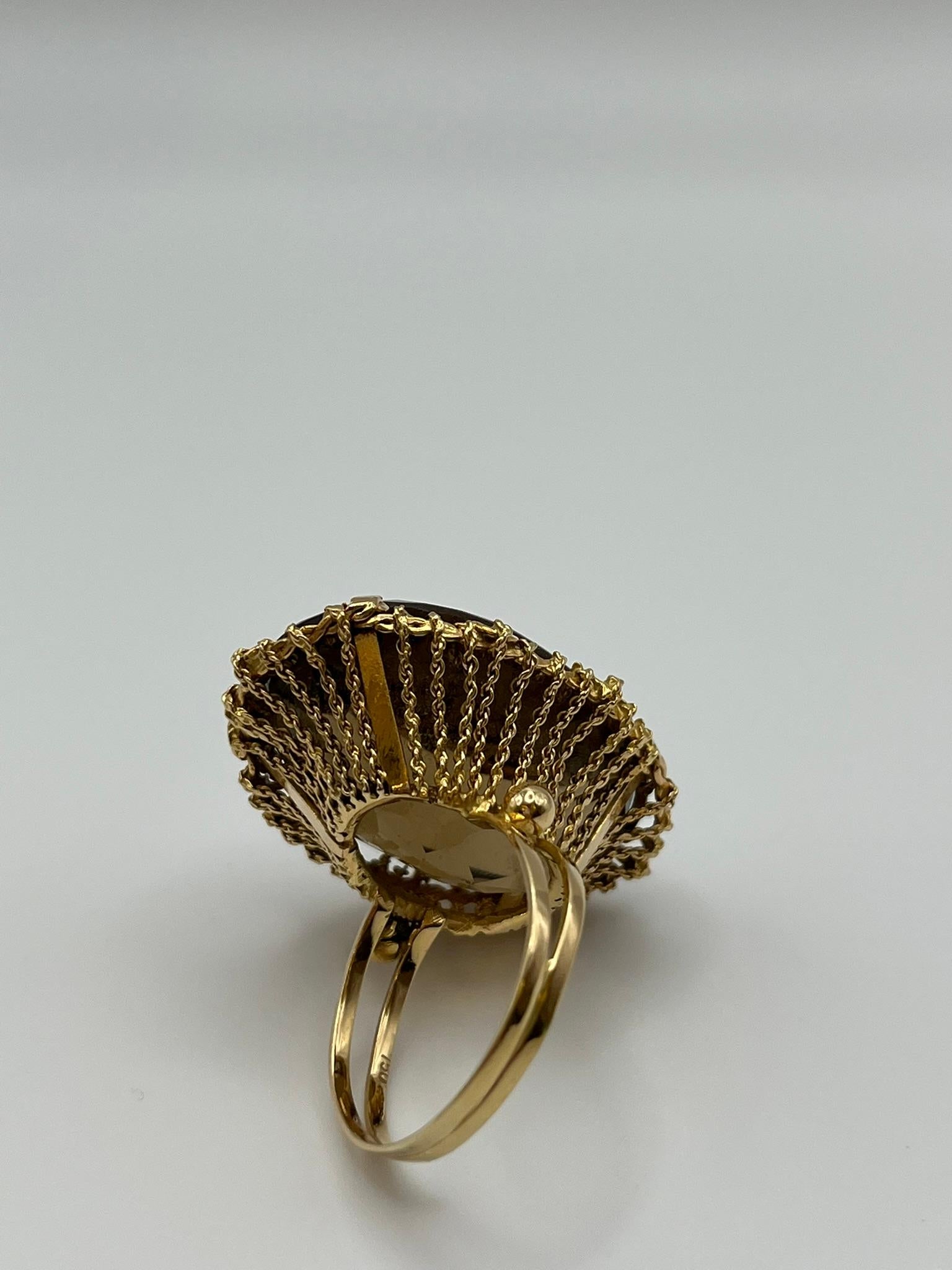 Bague en or jaune avec quartz citrine fumé. Excellent état - En vente à Abano Terme, IT