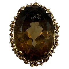 Yellow gold ring with smoky citrine quartz.