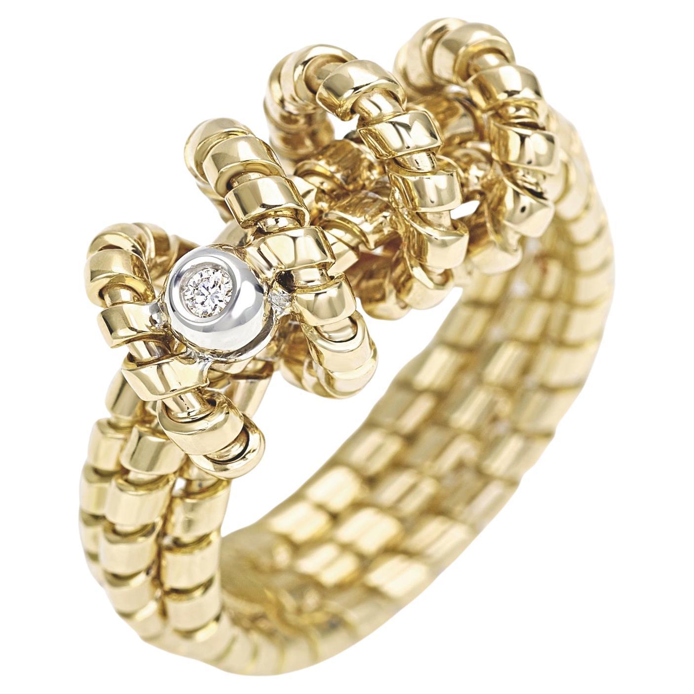 anillo de oro amarillo 18 kt y diamantes - Colección TORCHON *