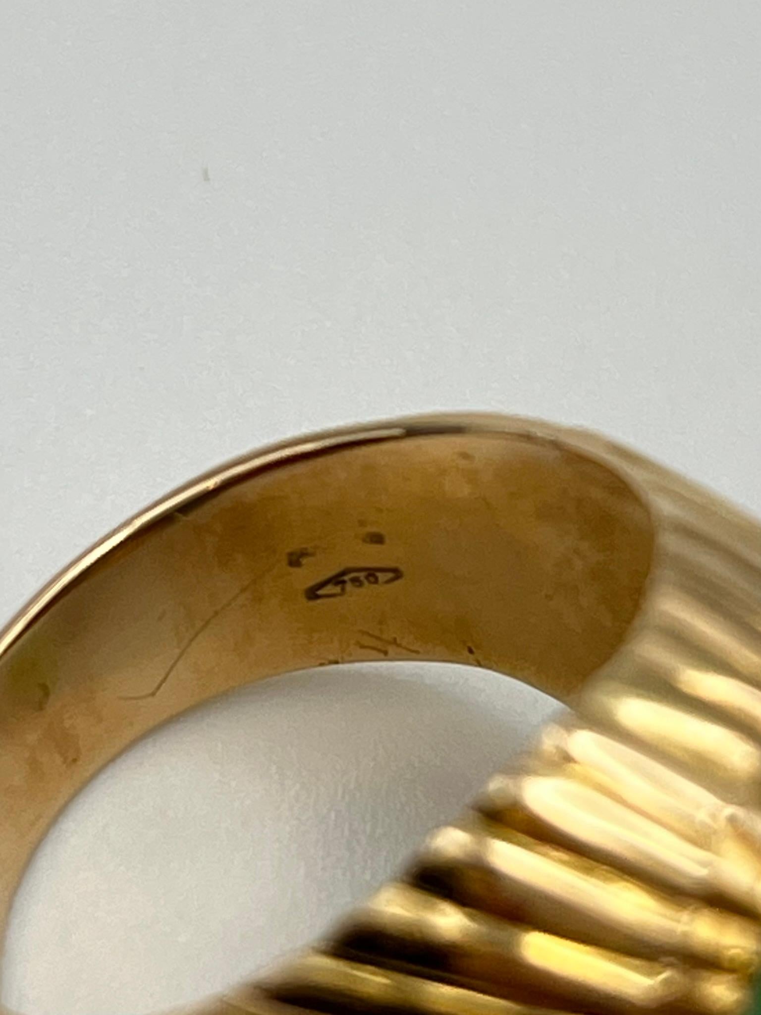 Anillo de oro rosa con jade central en Excelente estado para la venta en Abano Terme, IT