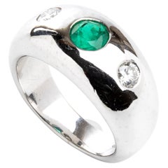 BULGARI emerald and diamond platinum ring
