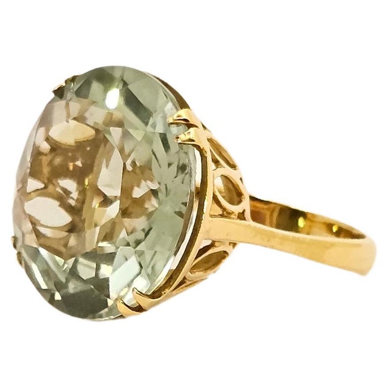 Cocktail Ring Prasiolite Ring Meaning Retro Style Ring In 18 Kt