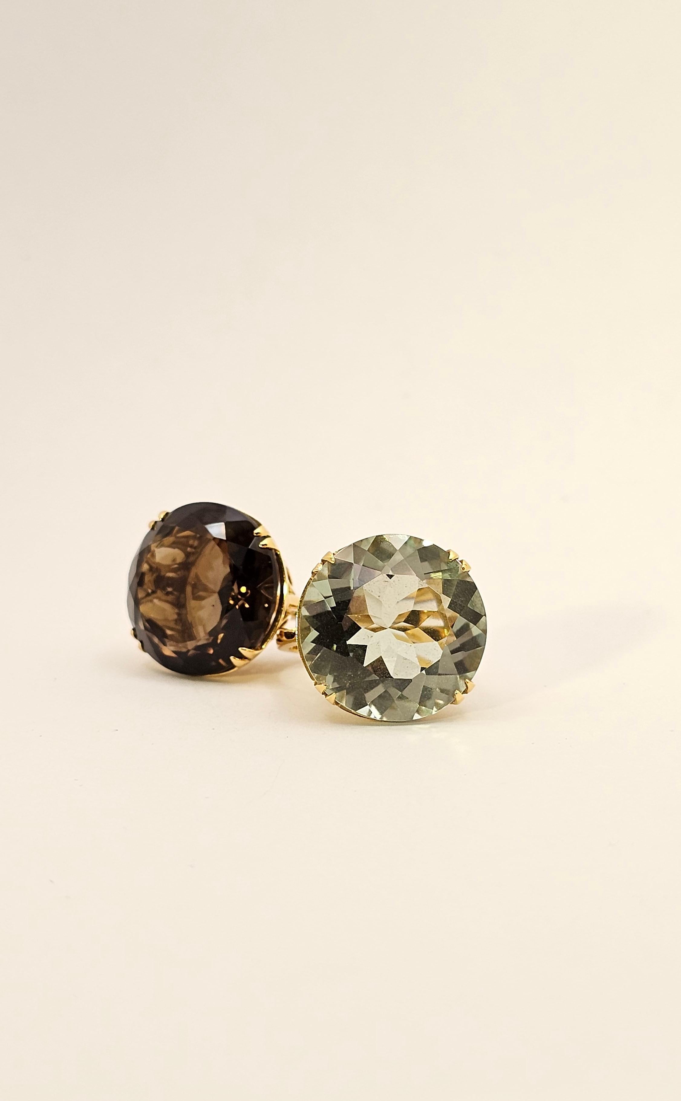 Retro Style Ring in 18 Kt Yellow Gold and Smoky Quartz In New Condition For Sale In Cattolica, IT