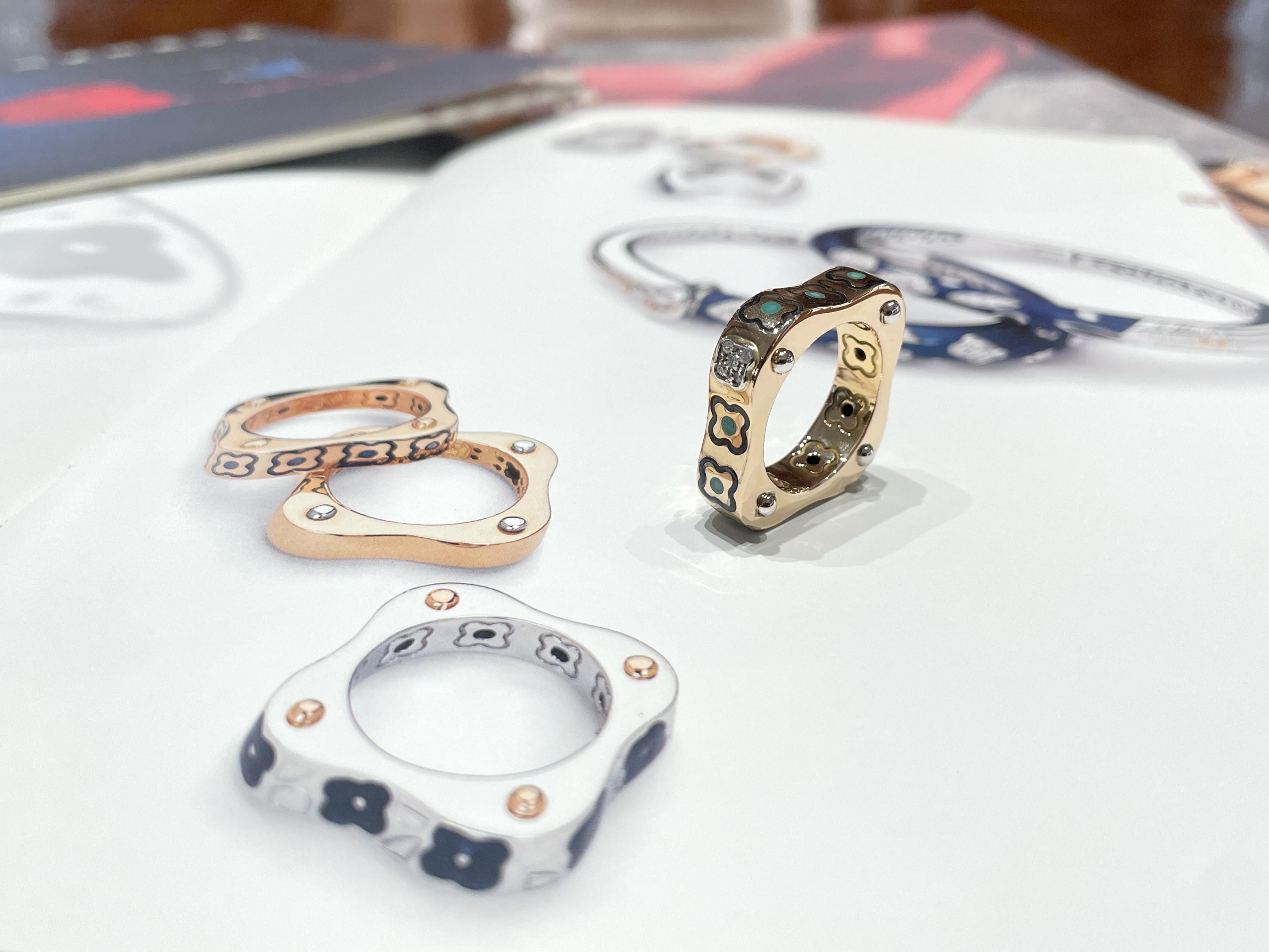 Anello La Nouvelle Bague in oro smalto e diamanti in vendita 9