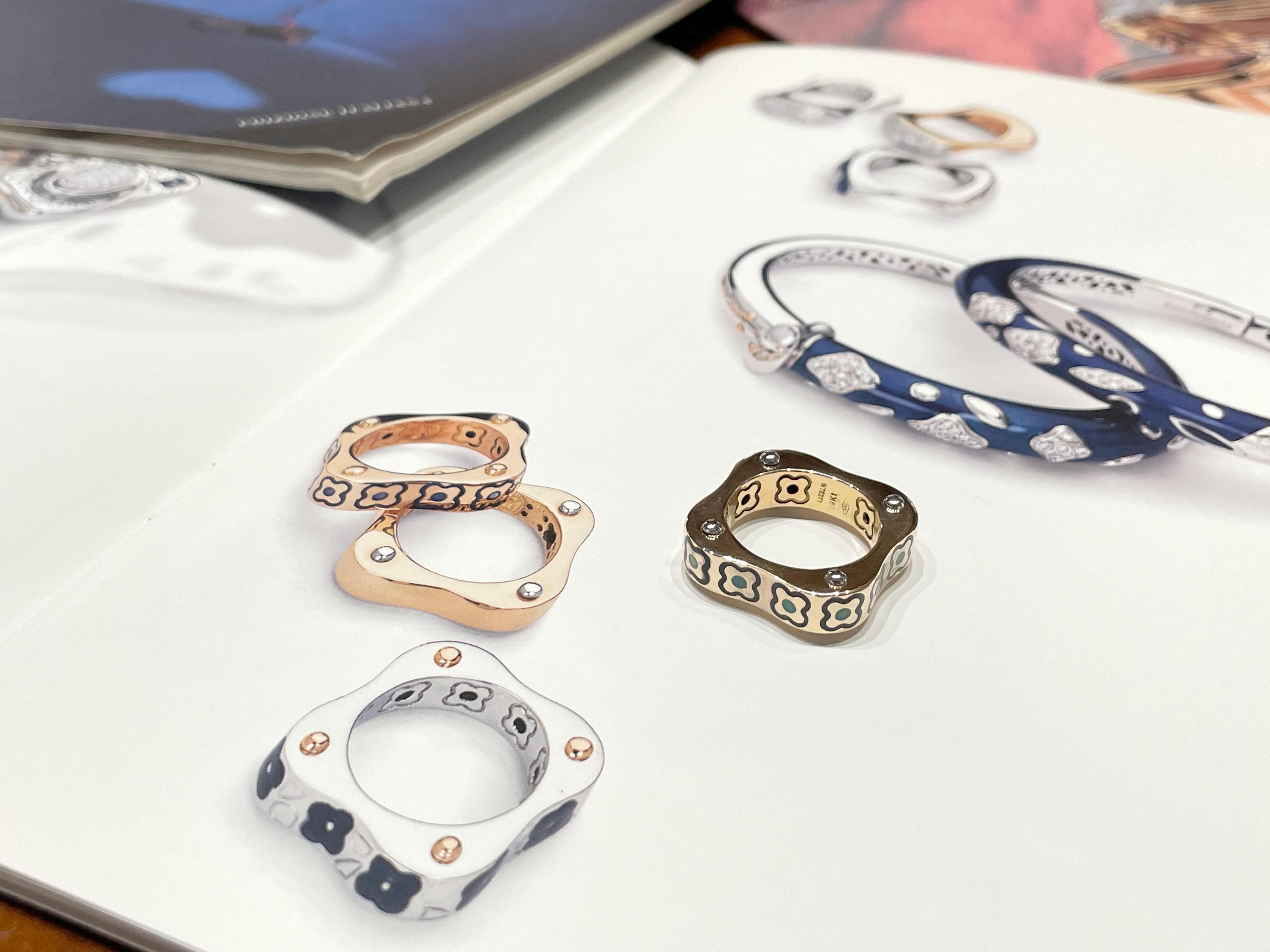 Anello La Nouvelle Bague in oro smalto e diamanti in vendita 10