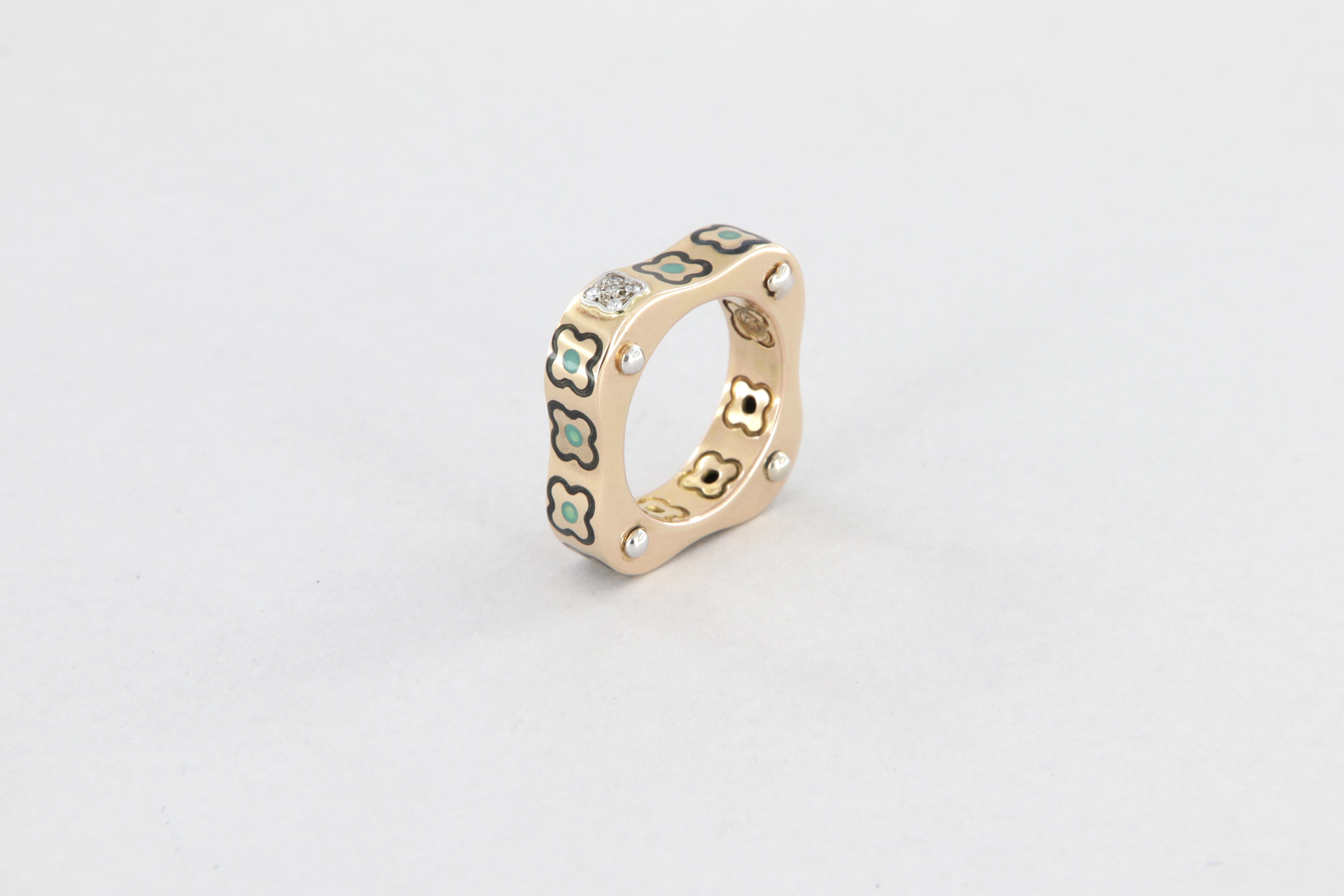 Moderno Anello La Nouvelle Bague in oro smalto e diamanti in vendita