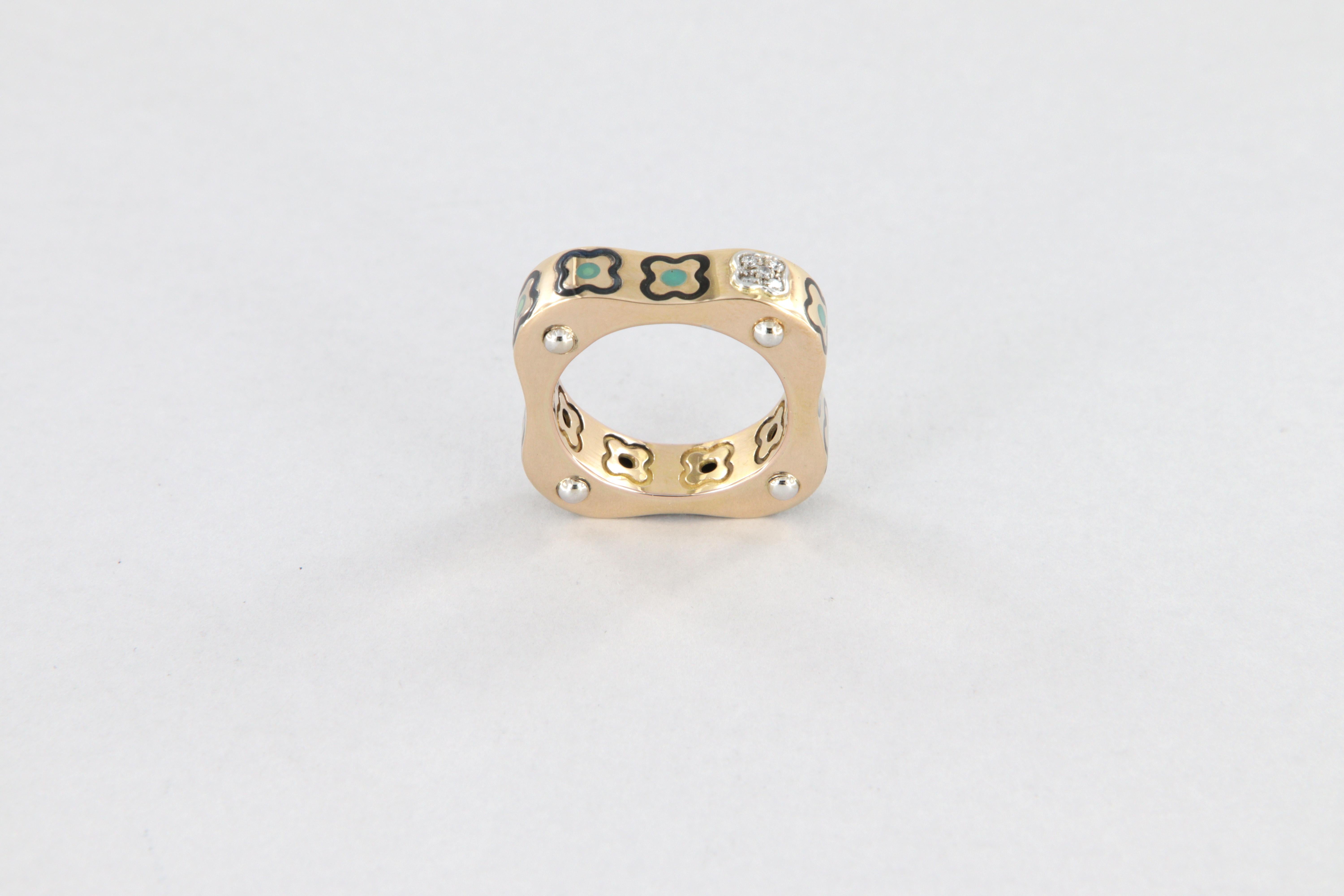 Anello La Nouvelle Bague in oro smalto e diamanti in vendita 1
