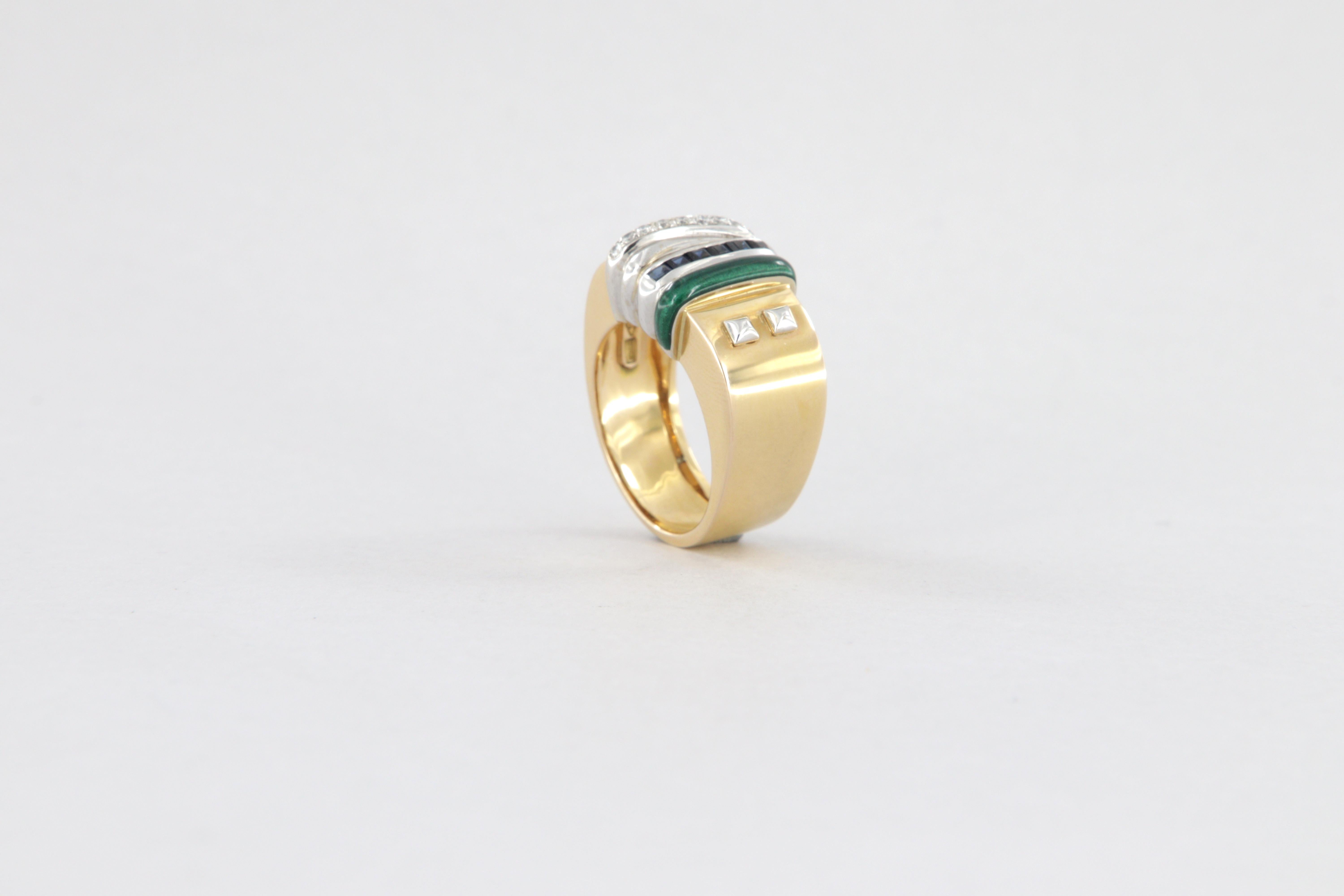 Bague La Nouvelle Bague en saphir émaillé or et diamants en vente 4