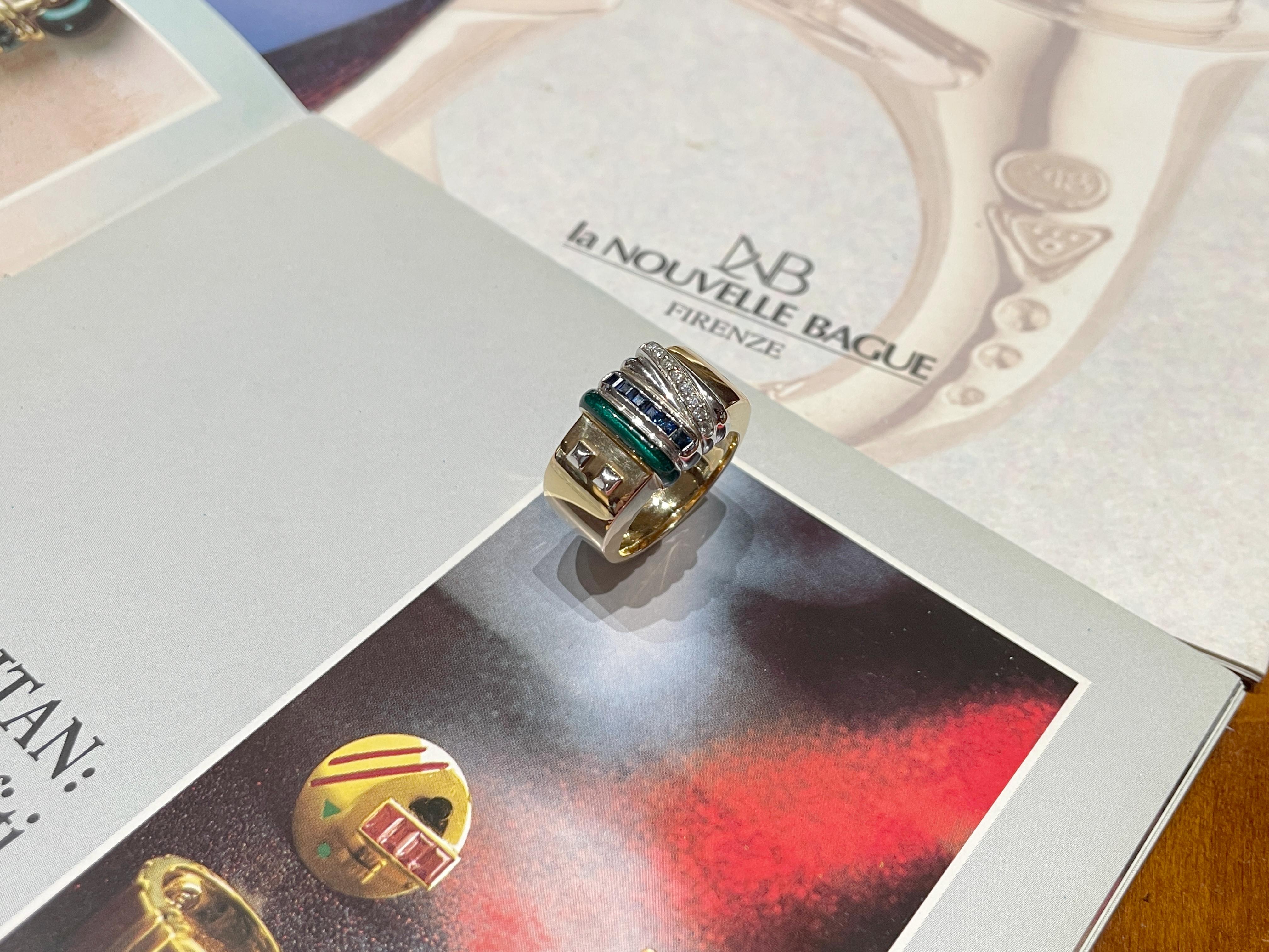 Bague La Nouvelle Bague en saphir émaillé or et diamants en vente 9