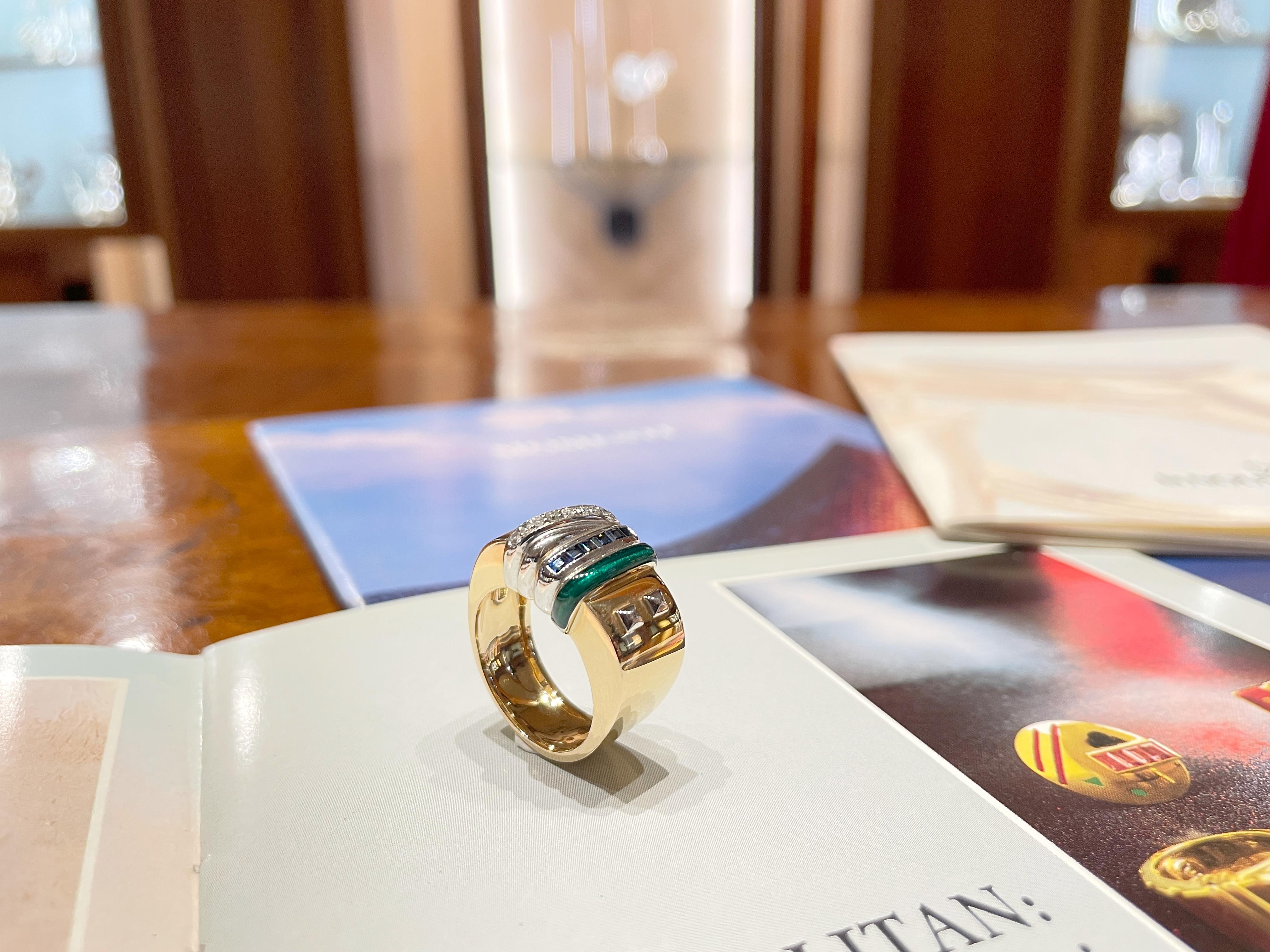Bague La Nouvelle Bague en saphir émaillé or et diamants en vente 10