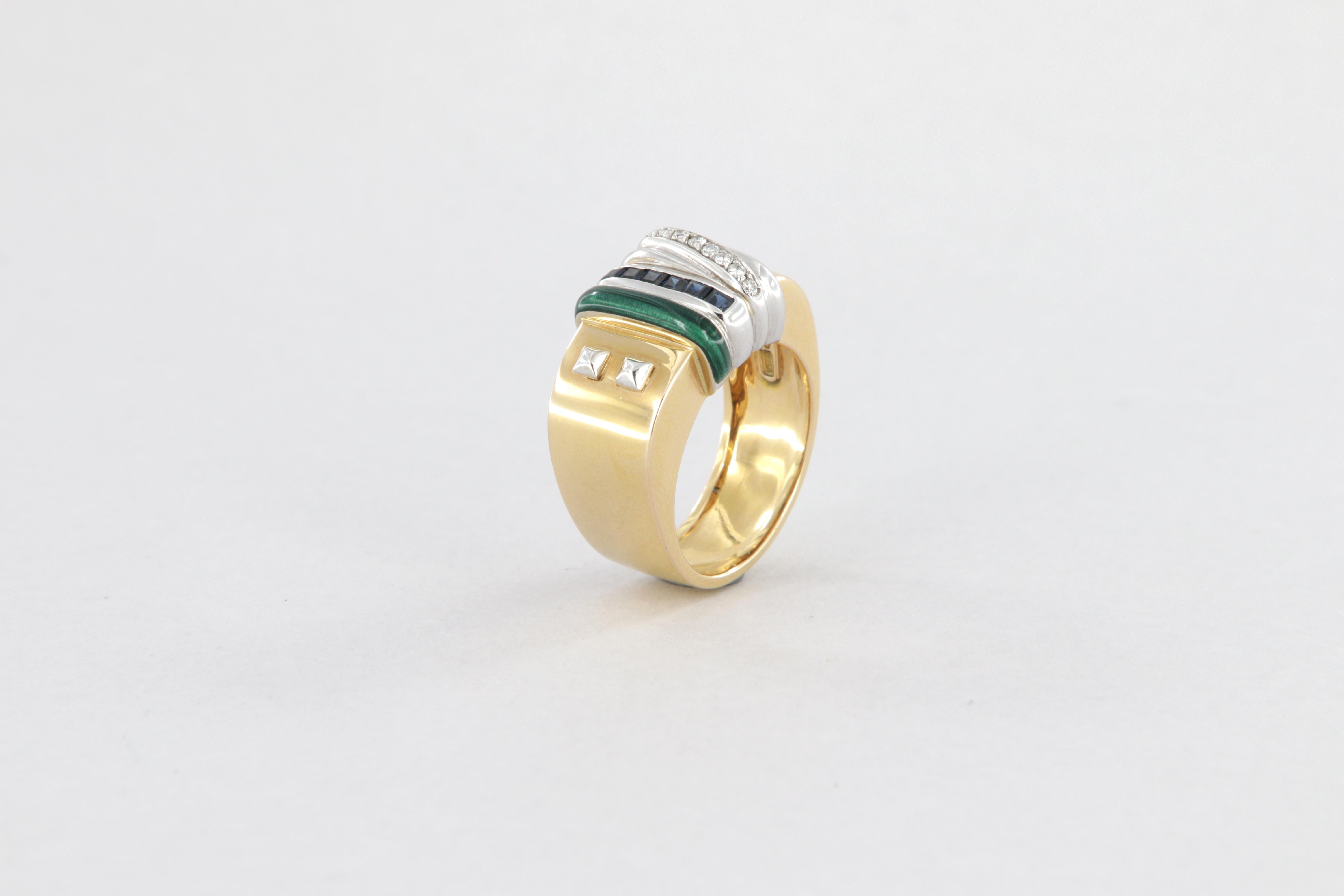 Bague La Nouvelle Bague en saphir émaillé or et diamants en vente 1