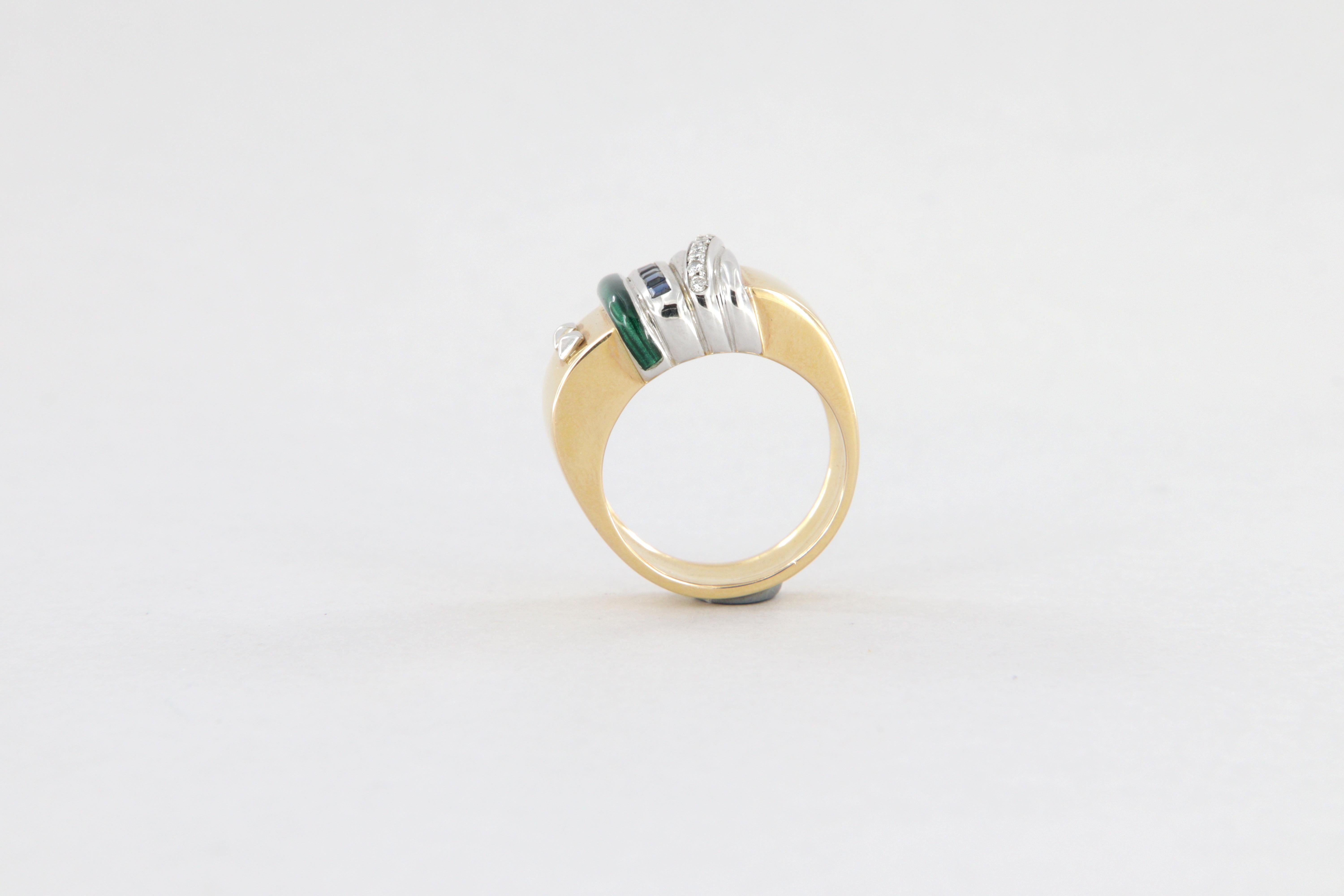 Bague La Nouvelle Bague en saphir émaillé or et diamants en vente 2