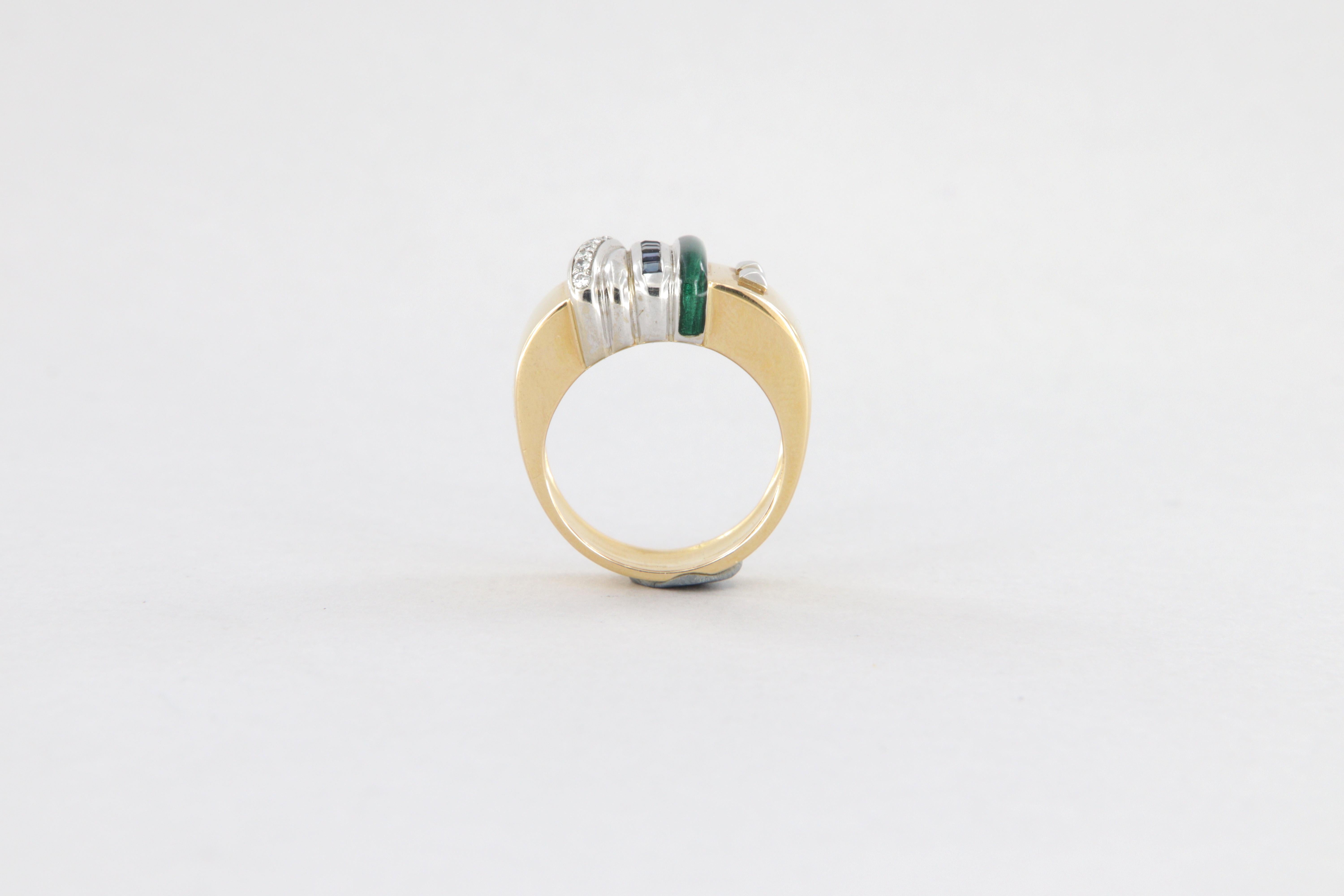 Bague La Nouvelle Bague en saphir émaillé or et diamants en vente 3