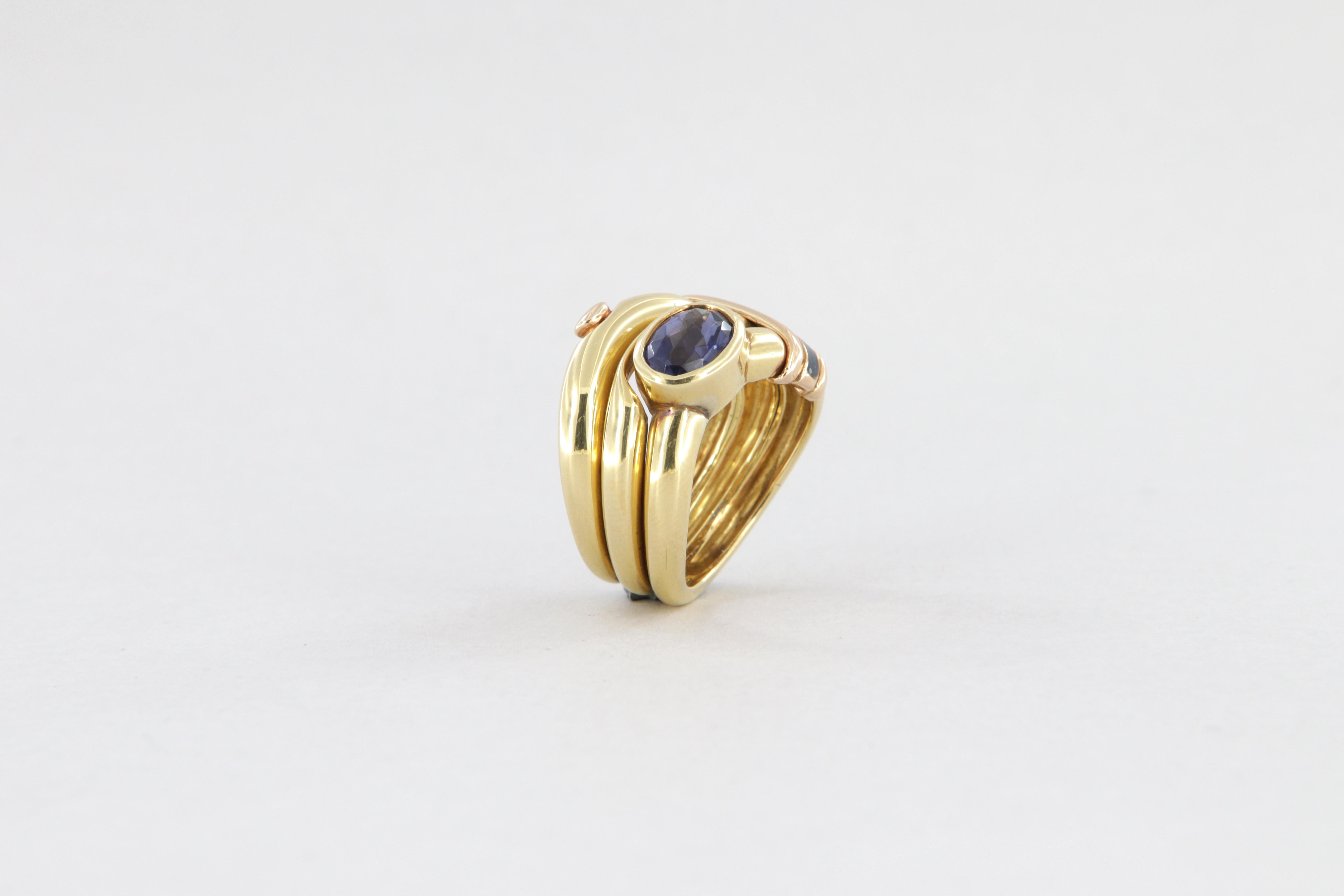 Anello La Nouvelle Bague oro smalto e iolite in vendita 5