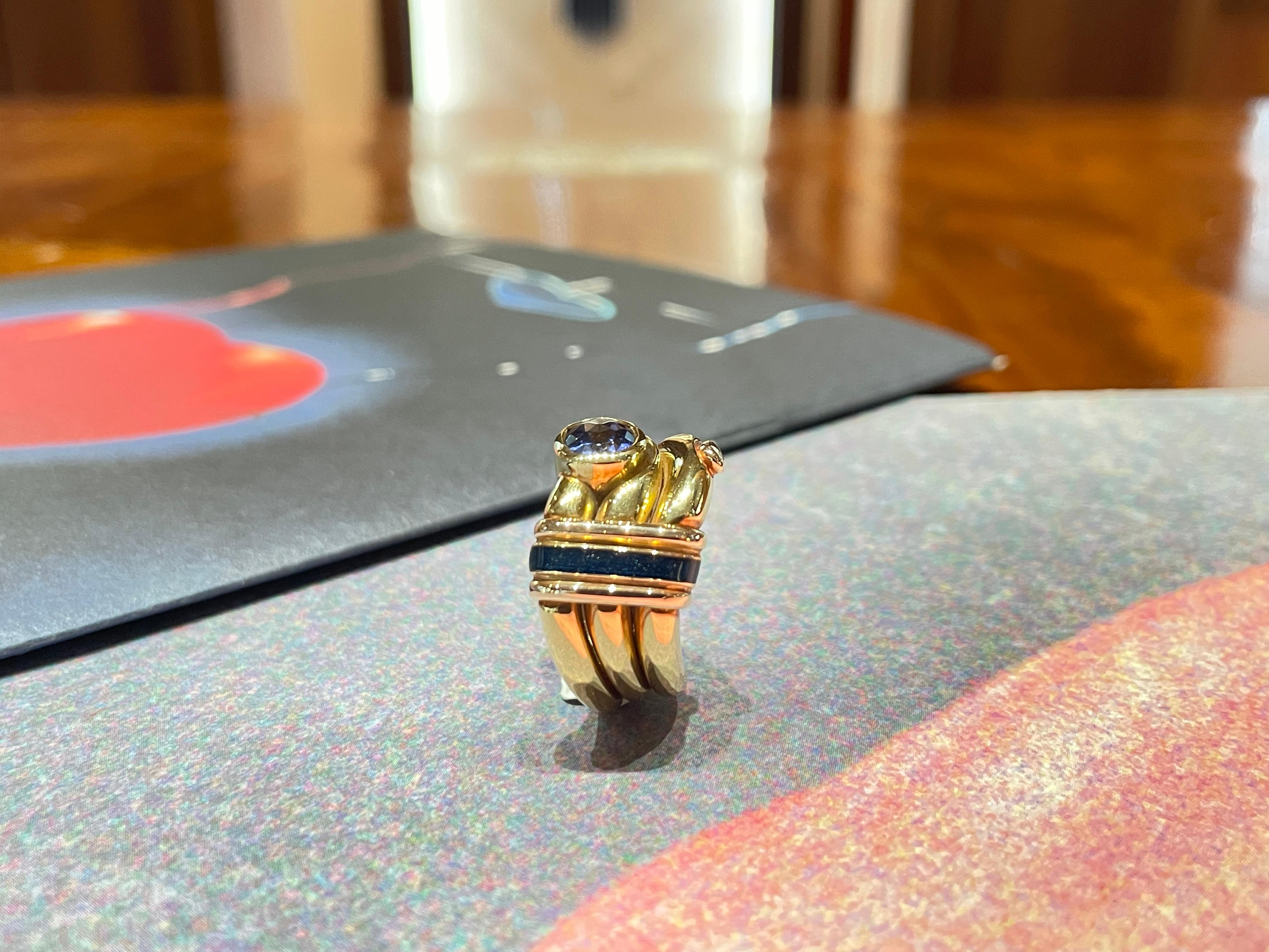 Anello La Nouvelle Bague oro smalto e iolite in vendita 7