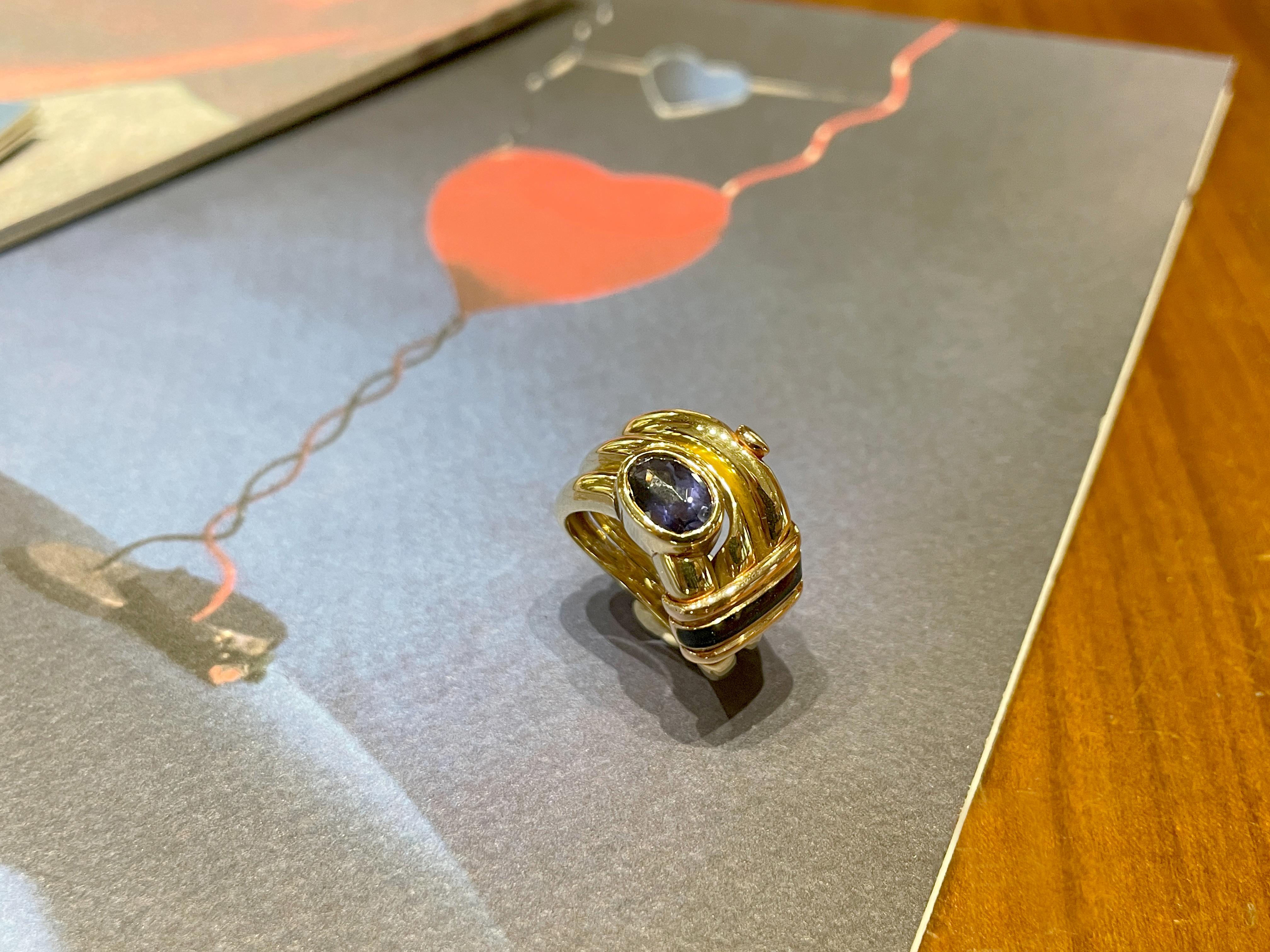 Anello La Nouvelle Bague oro smalto e iolite in vendita 8