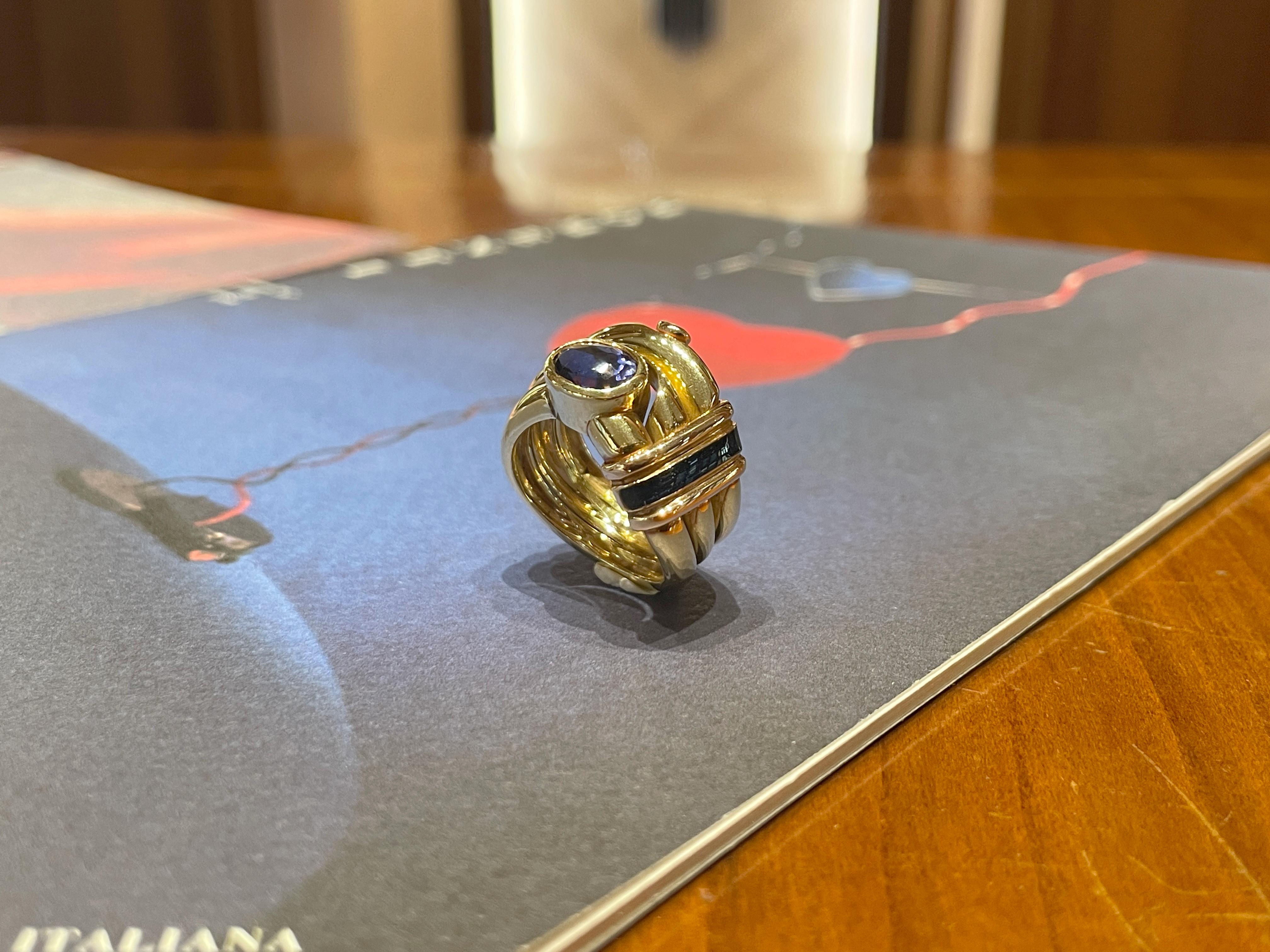 Anello La Nouvelle Bague oro smalto e iolite in vendita 11